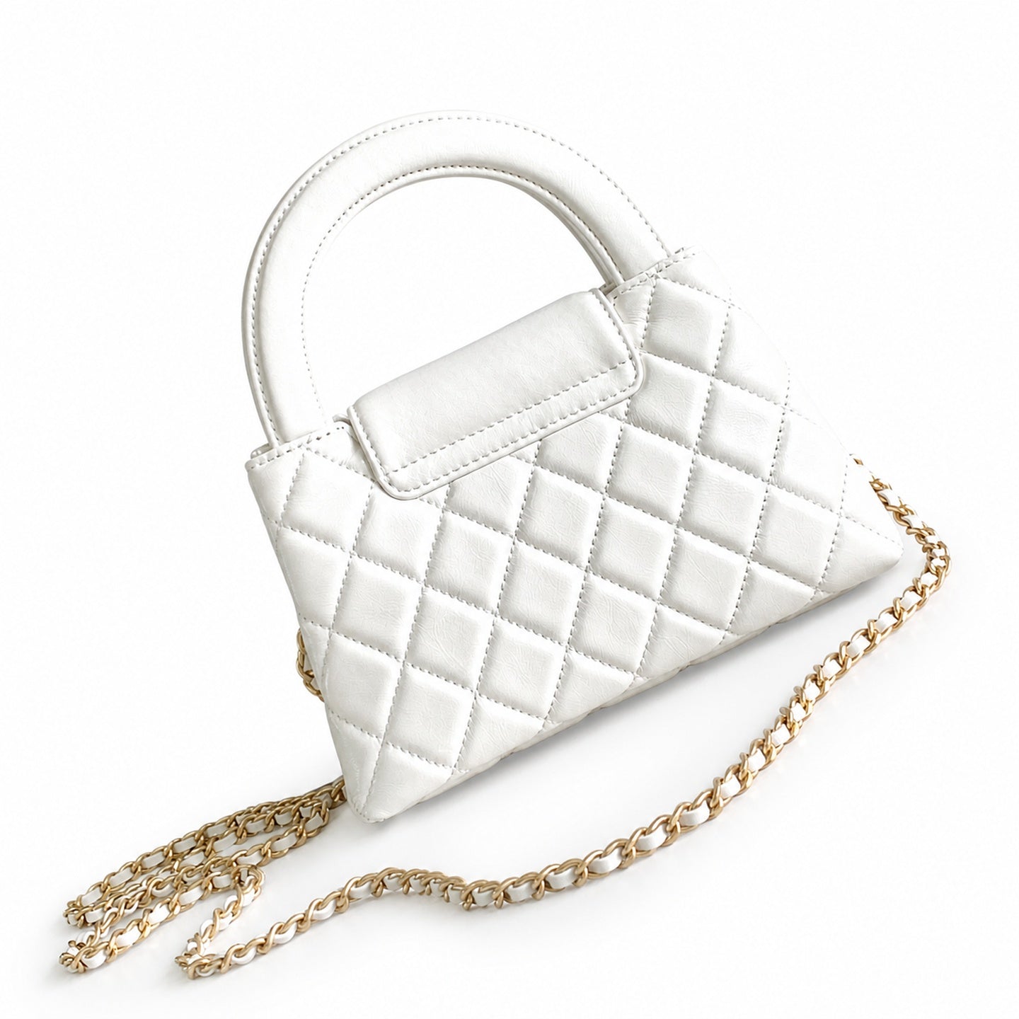 Chanel Kelly Leather White Gold Chain Bag