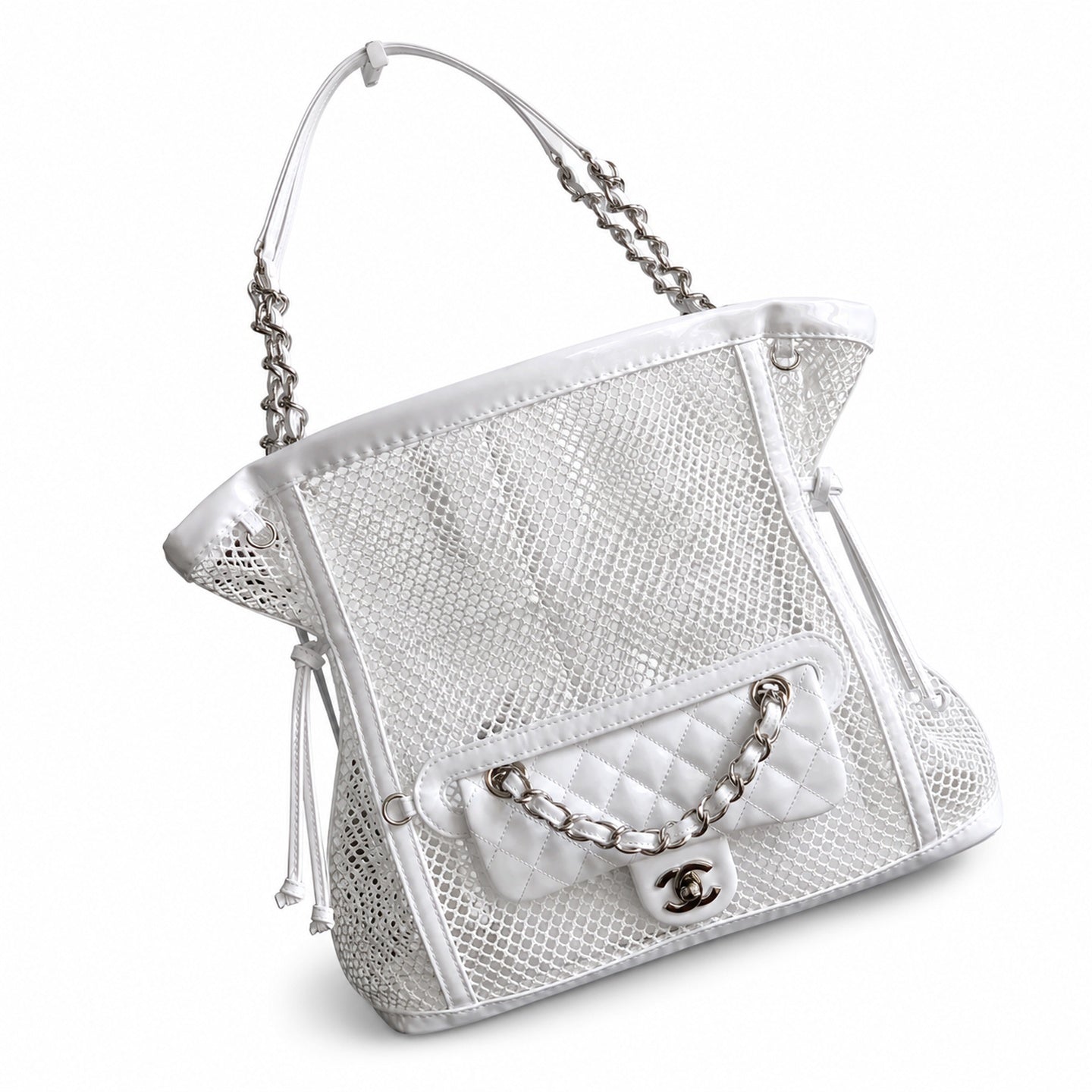 Chanel Medium Patent Leather White Bag