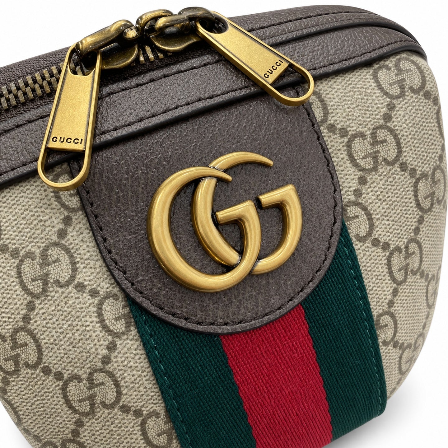 Gucci Cotton Leather Beige Brown Green Gold Bag