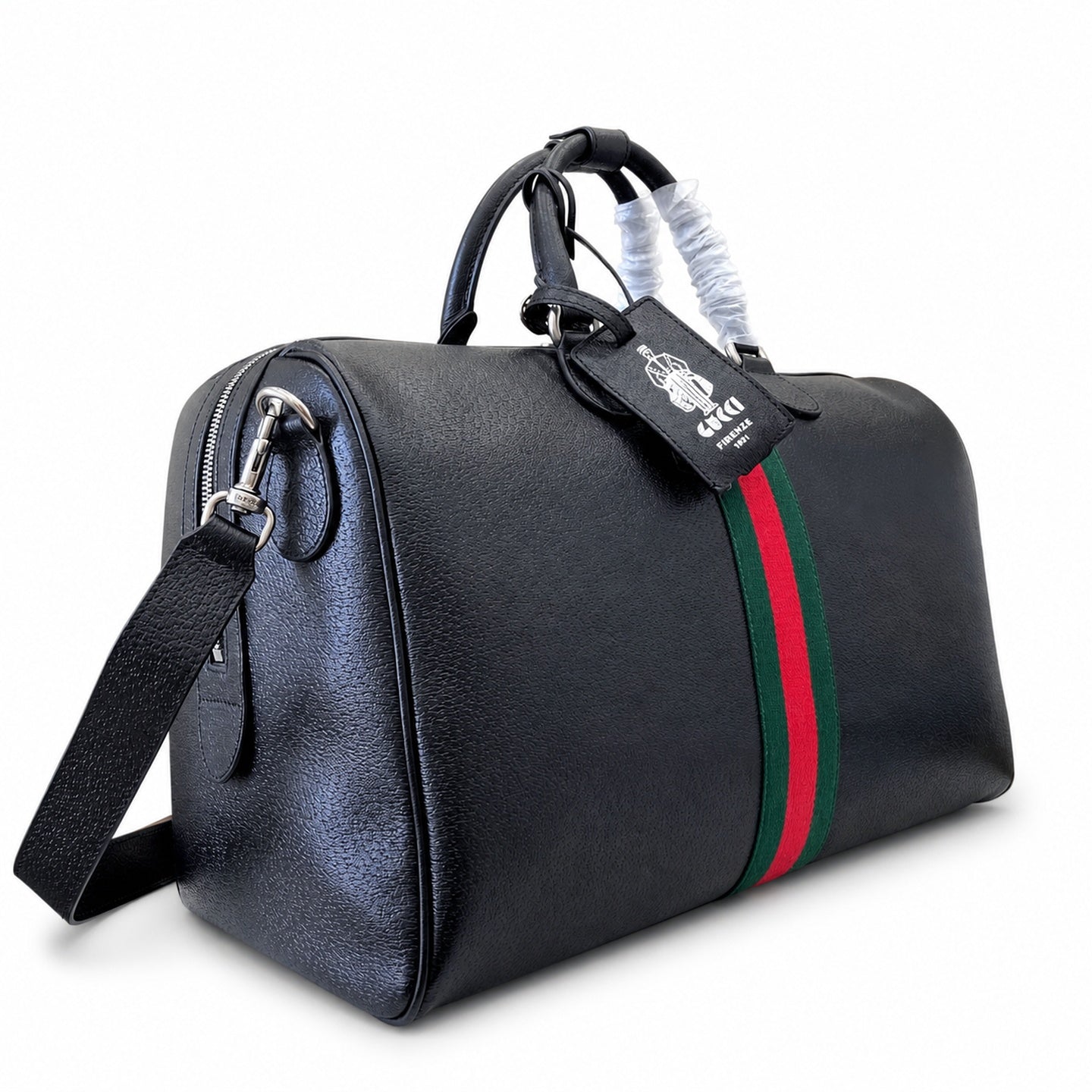 Gucci Cotton Leather Black Green Bag