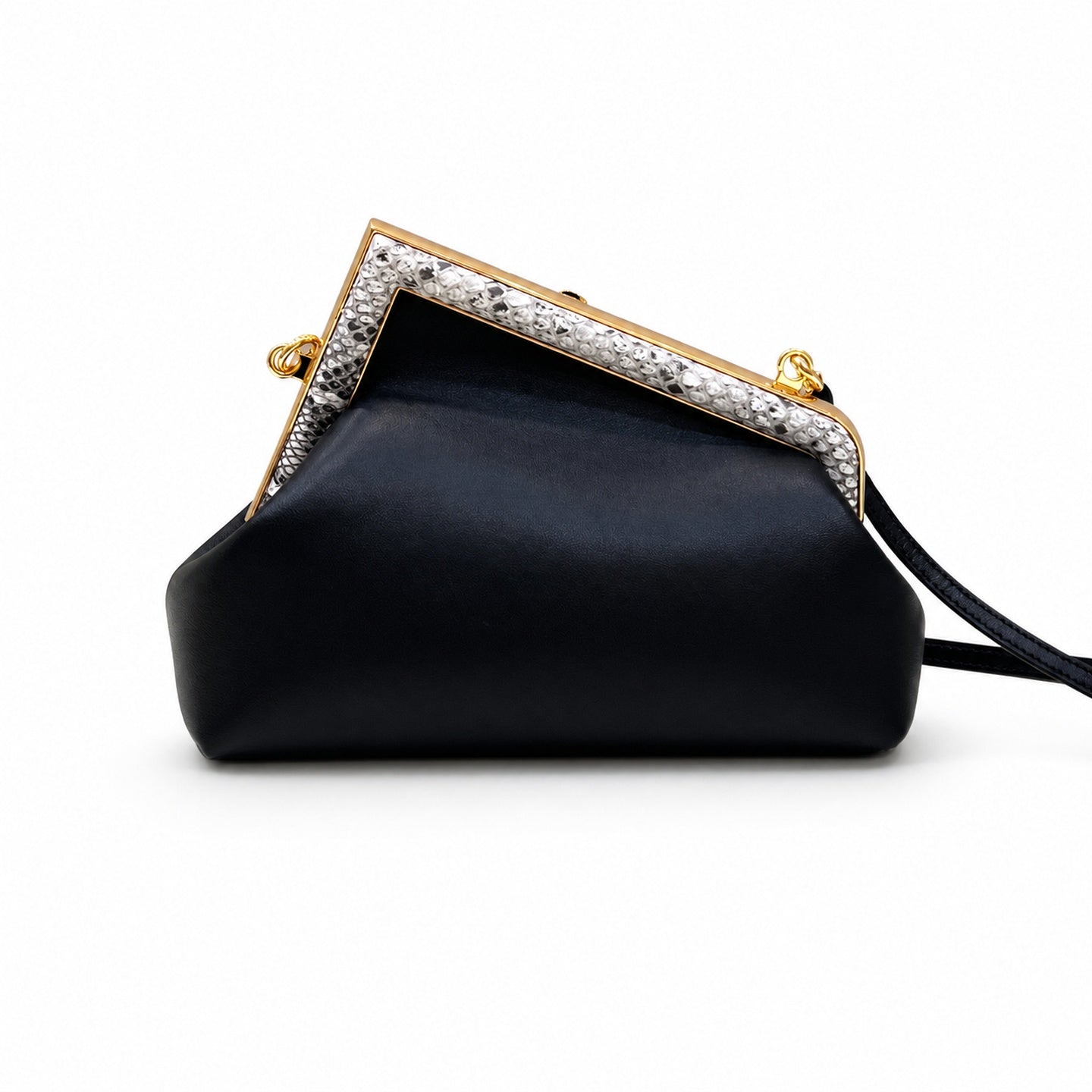 Fendi First Snakeskin Leather Black Bag