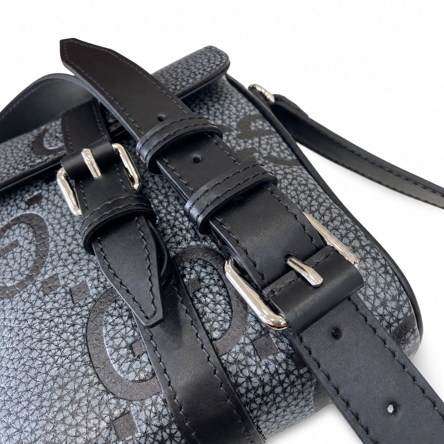 Gucci Small Cotton Leather Black Gray Messenger Bag