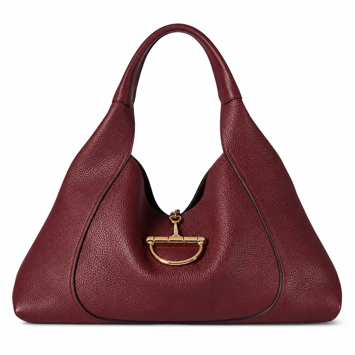Gucci Horsebit Large Leather Brown Red Gold Bag