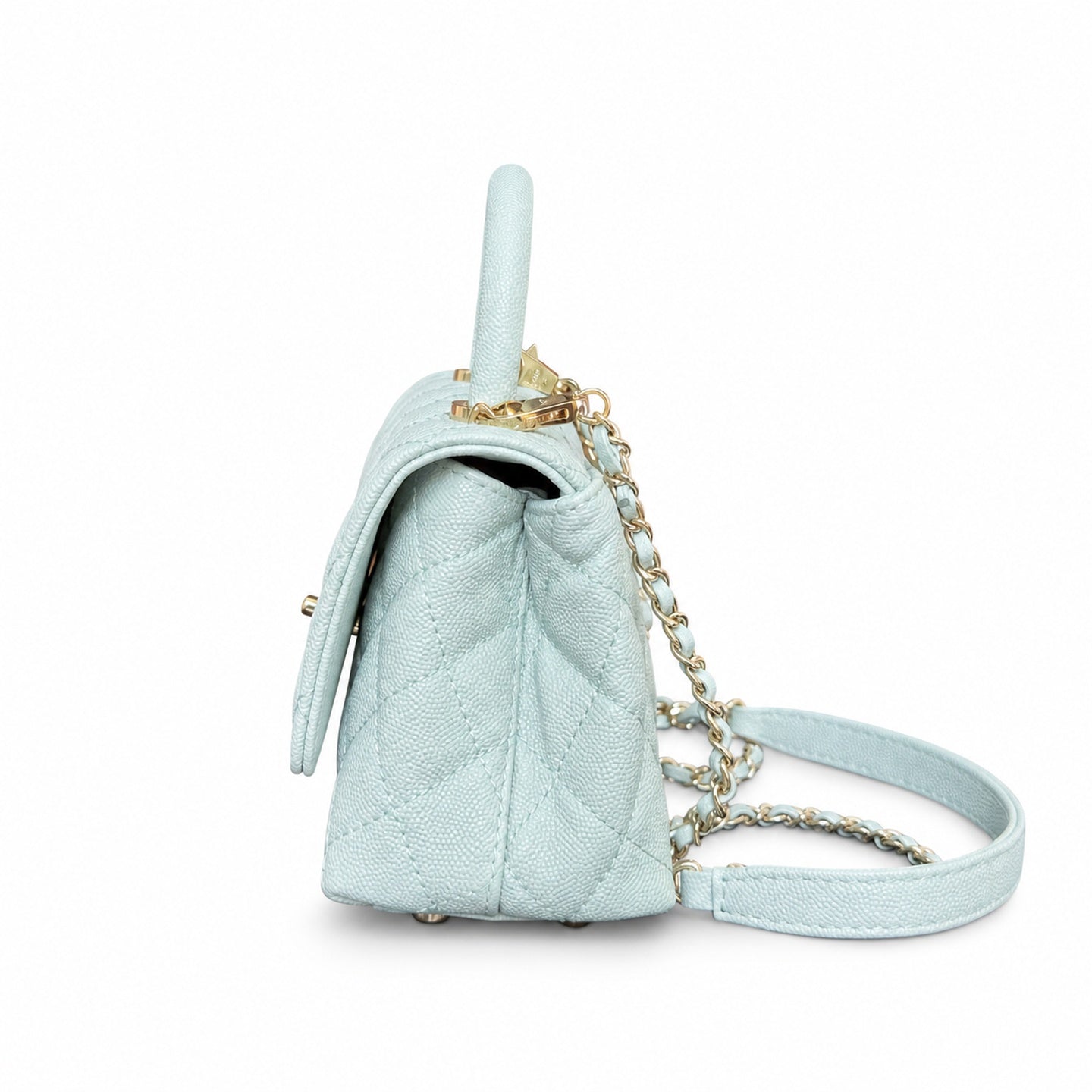 Chanel Coco Handle Mini Blue Gold Handbag