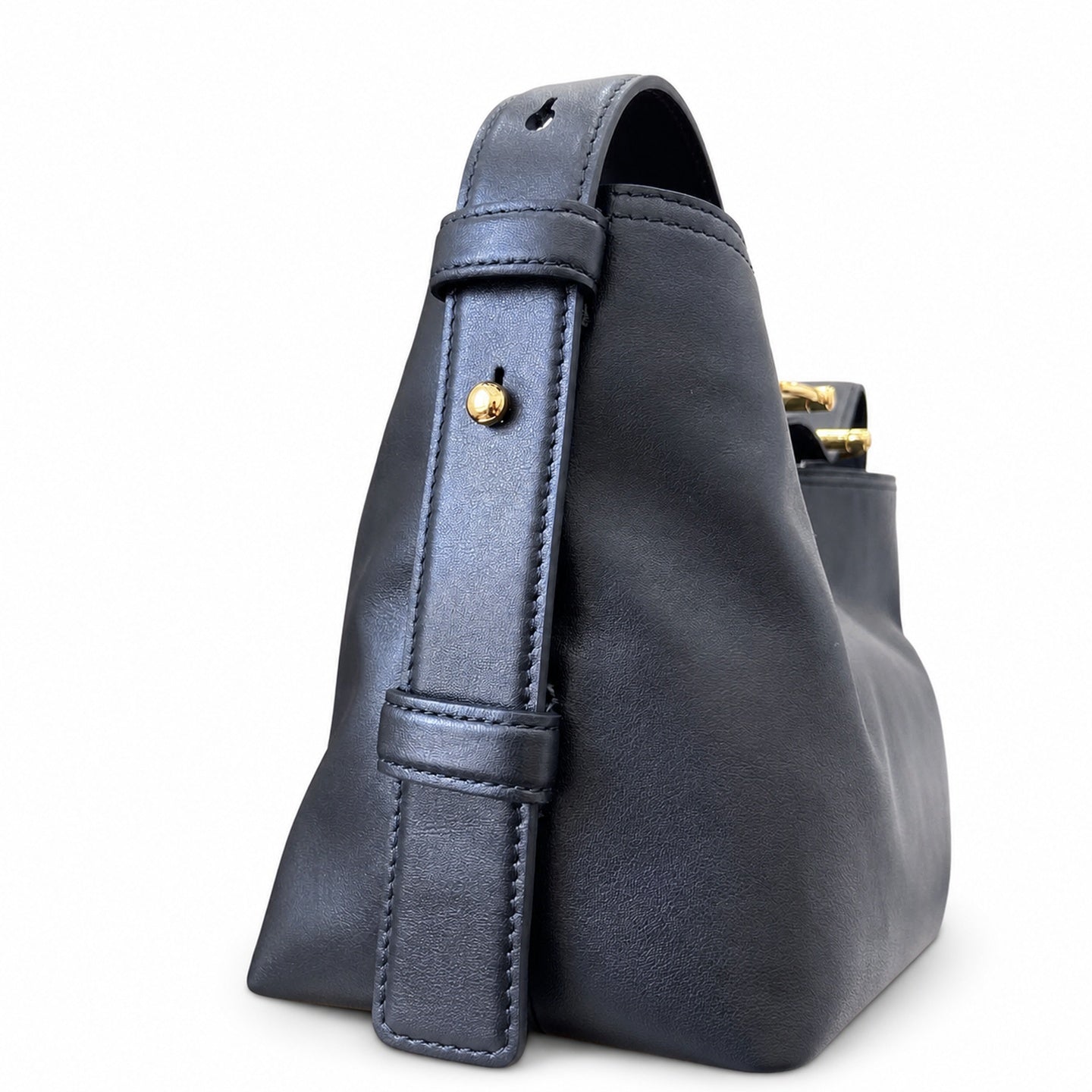 Gucci Horsebit Cotton Leather Black Gold Bag