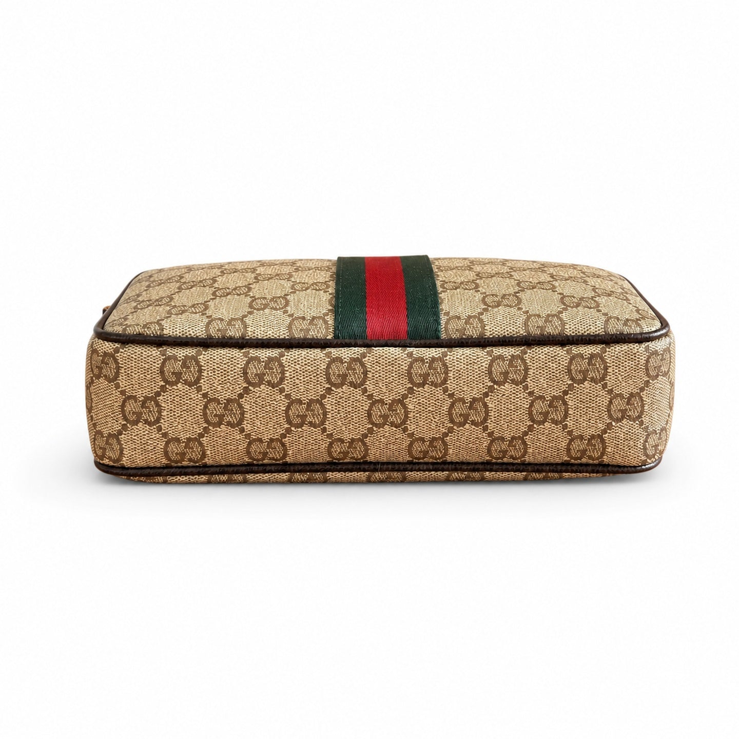 Gucci Small Canvas Nylon Leather Brown Red Green Bag