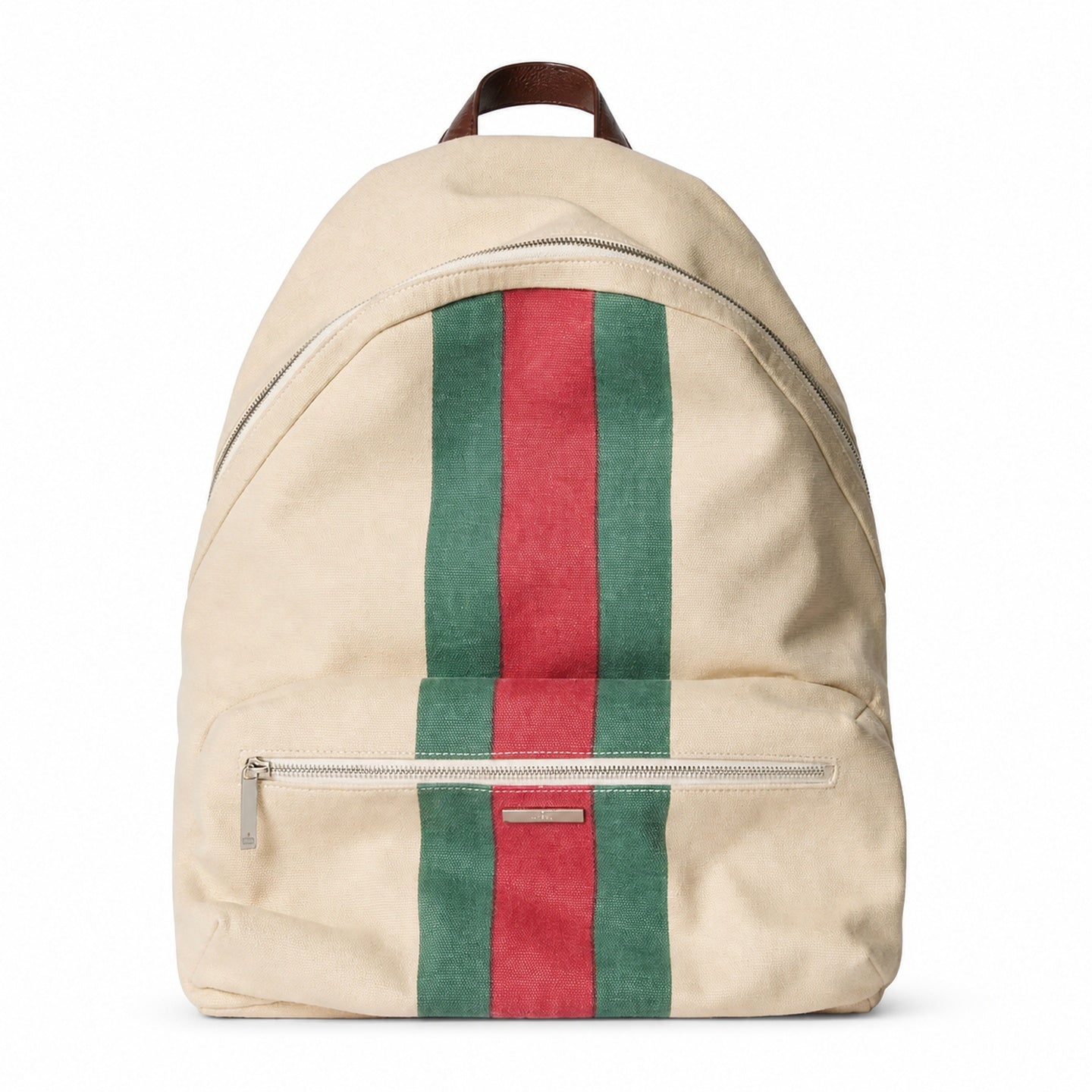 Gucci Quilted Cotton Canvas Leather Brown Red Green Backpack