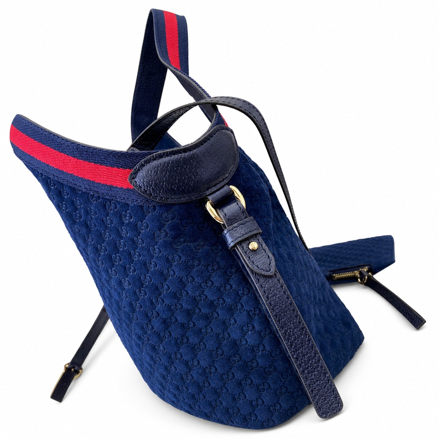 Gucci Giglio Small Cotton Suede Canvas Velvet Leather Red Blue Gold Tote Bag