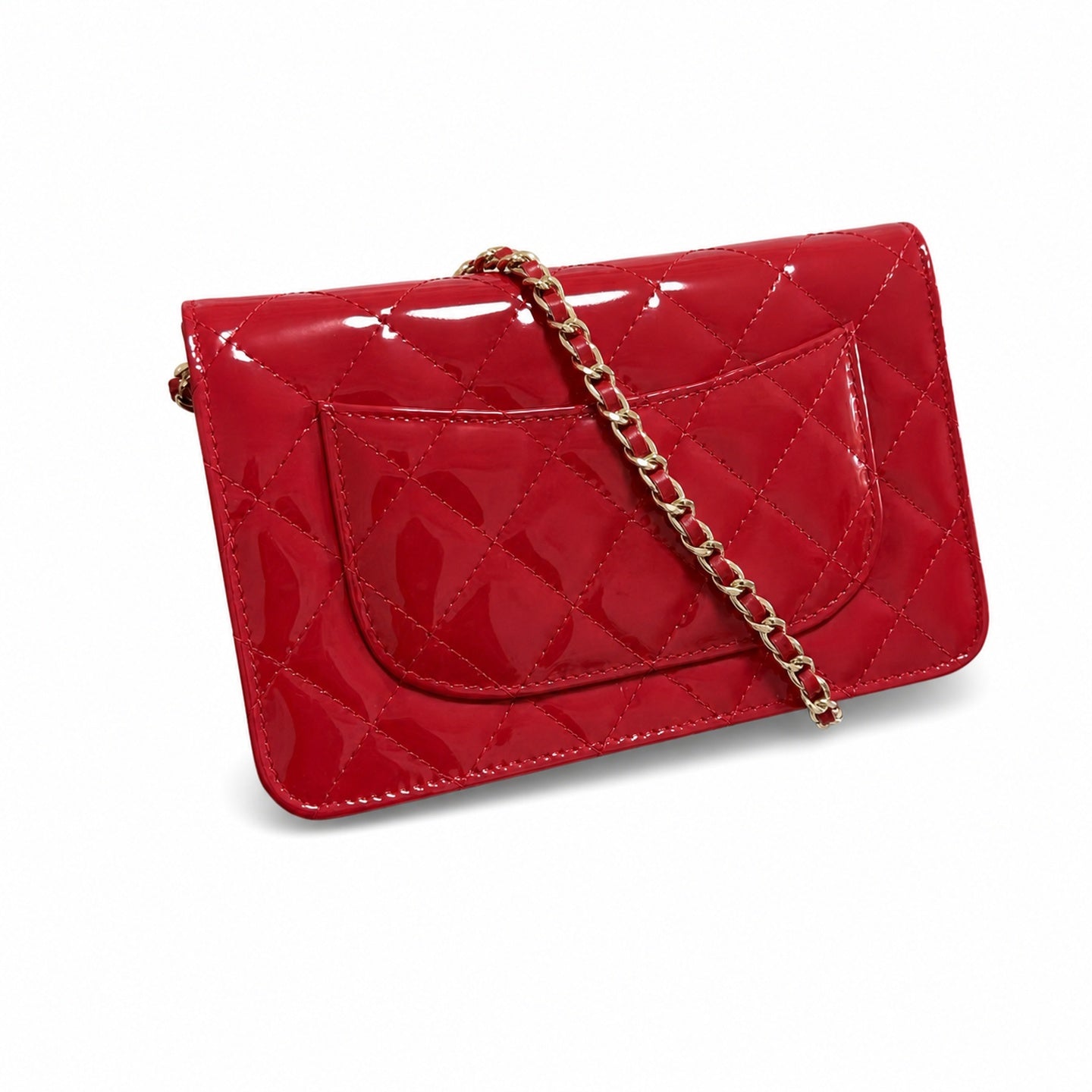 Chanel Small Patent Leather Gold Silver Bag