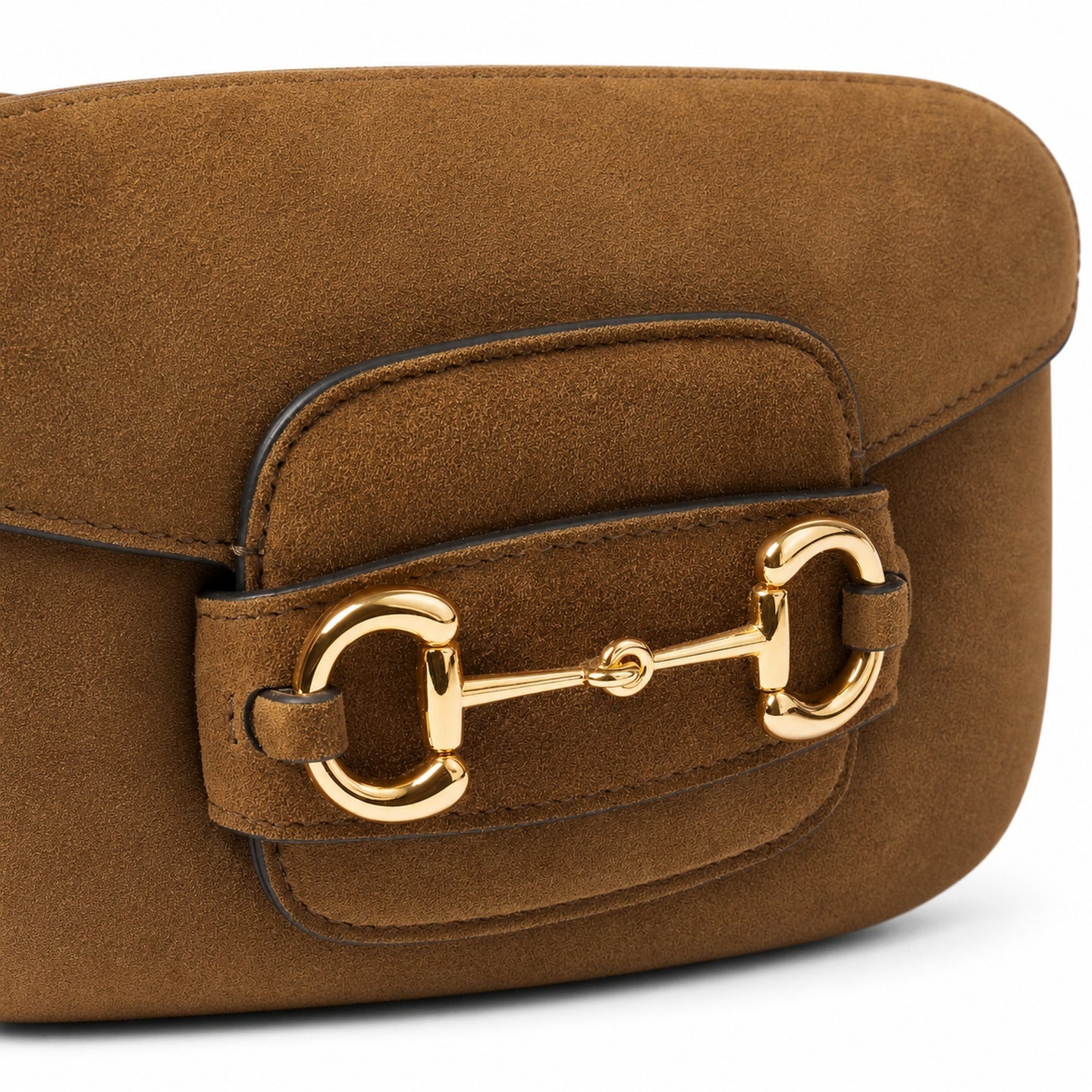 Gucci Horsebit 1955 Suede Leather Brown Gold Shoulder Bag