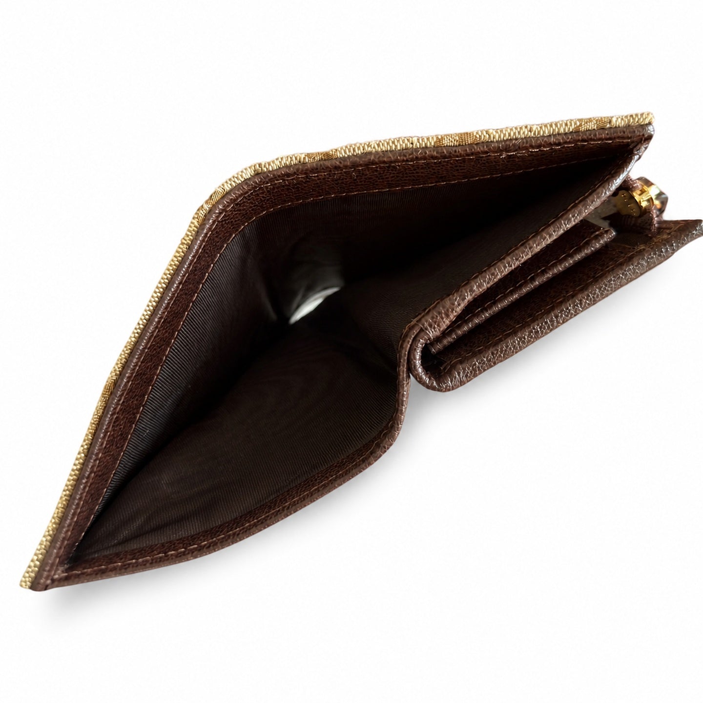 Gucci GG Marmont Small Canvas Leather Brown Gold Wallet