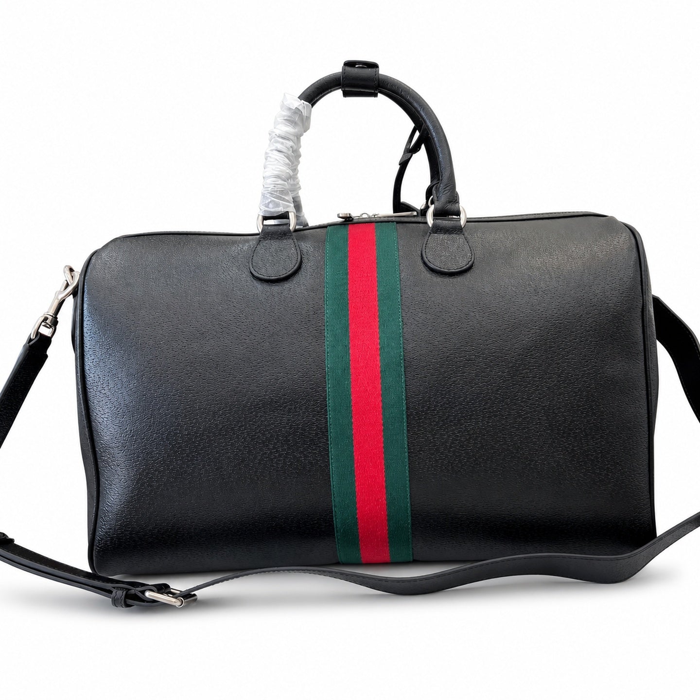 Gucci Cotton Leather Black Green Bag