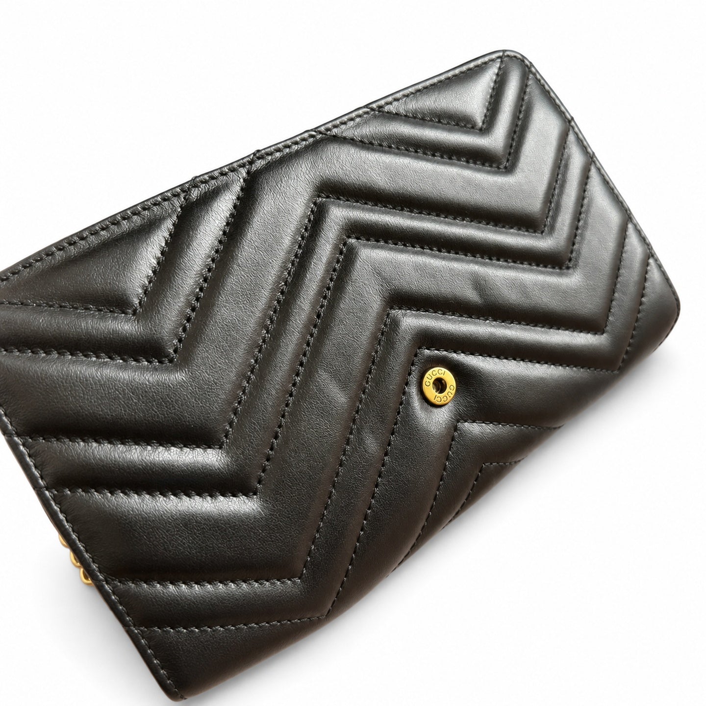 Gucci GG Marmont Mini Quilted Matelasse Leather Black Beige Handbag