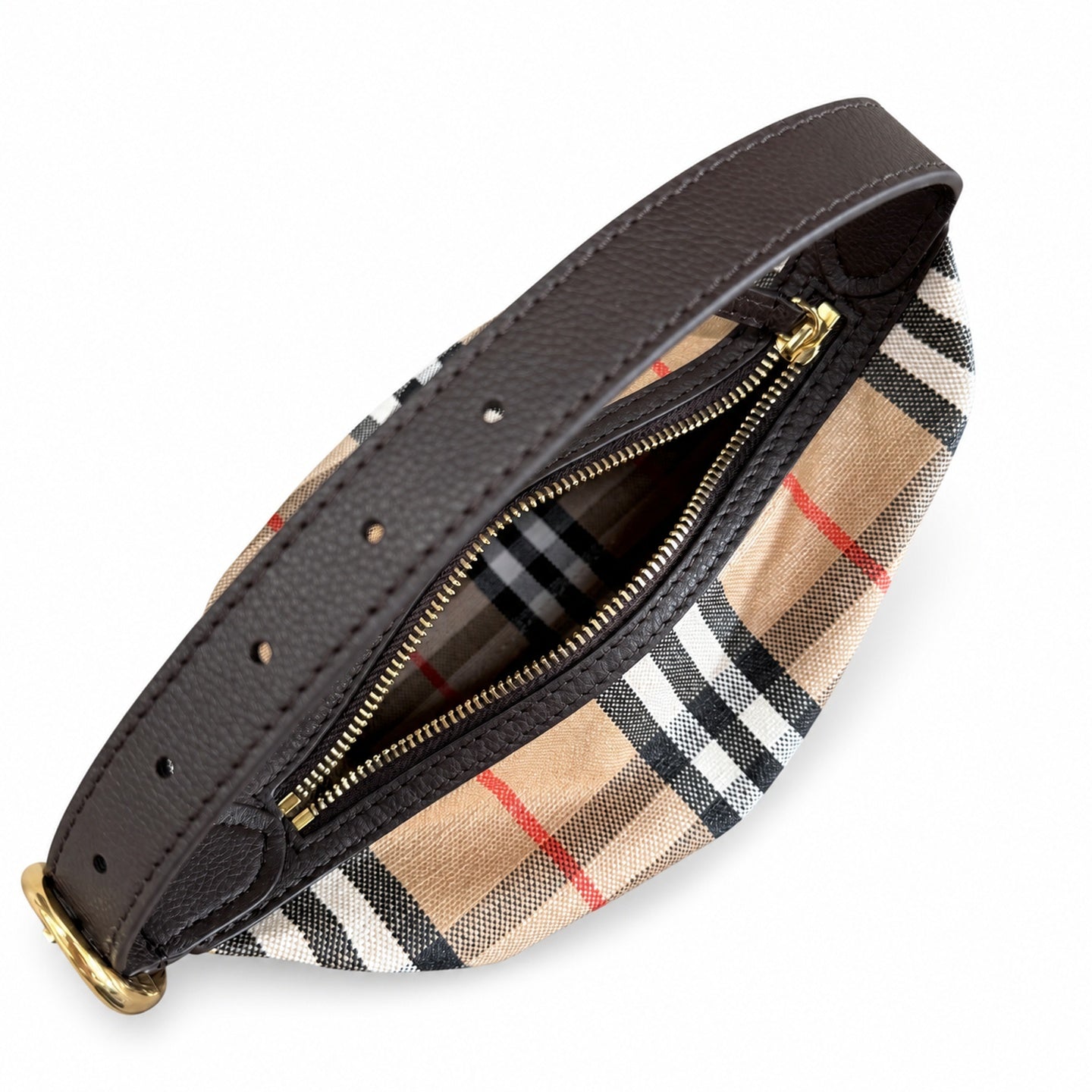 Burberry Highlands Mini Cotton Jacquard Leather Check Bag