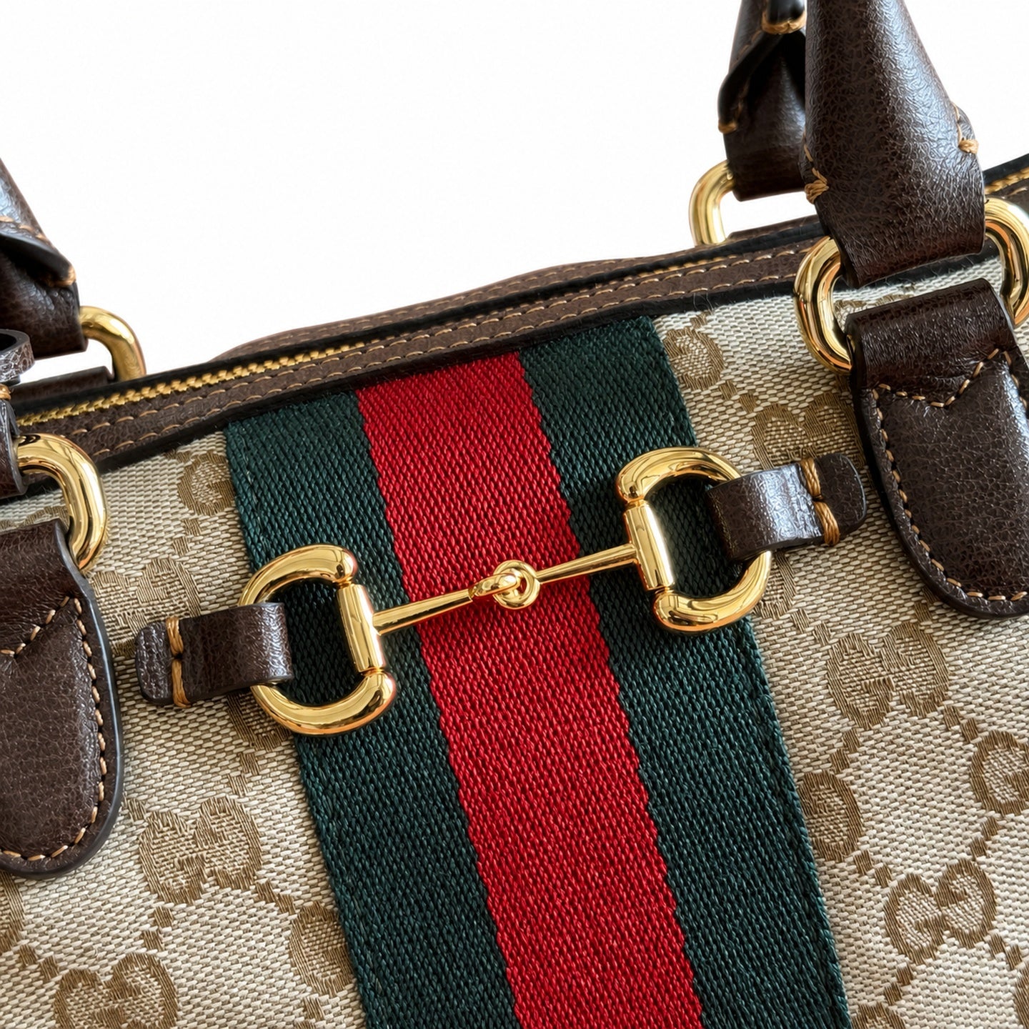 Gucci Supreme Small Canvas Leather Brown Gold Handbag