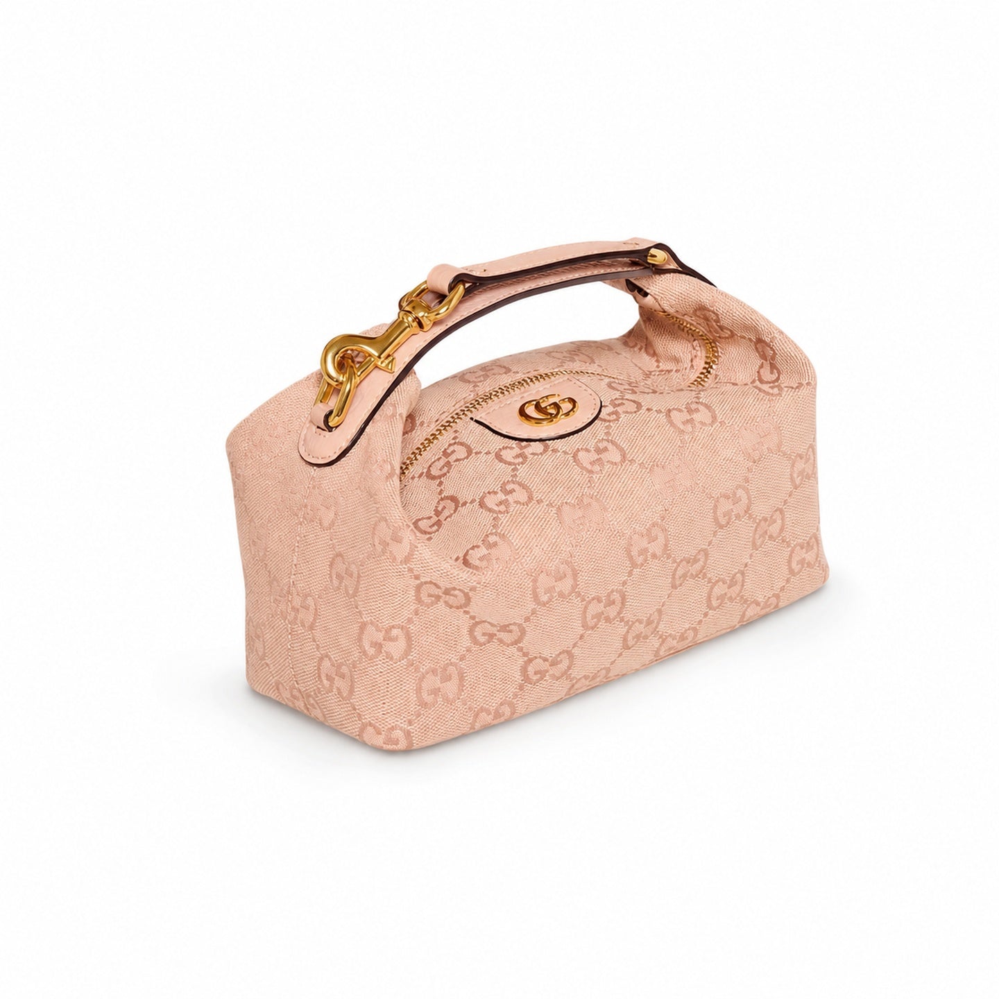Gucci Cotton Canvas Leather Pink Gold Bag
