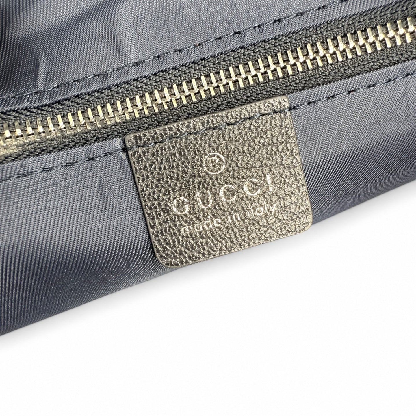 Gucci Denim Nylon Leather Blue Boston Bag