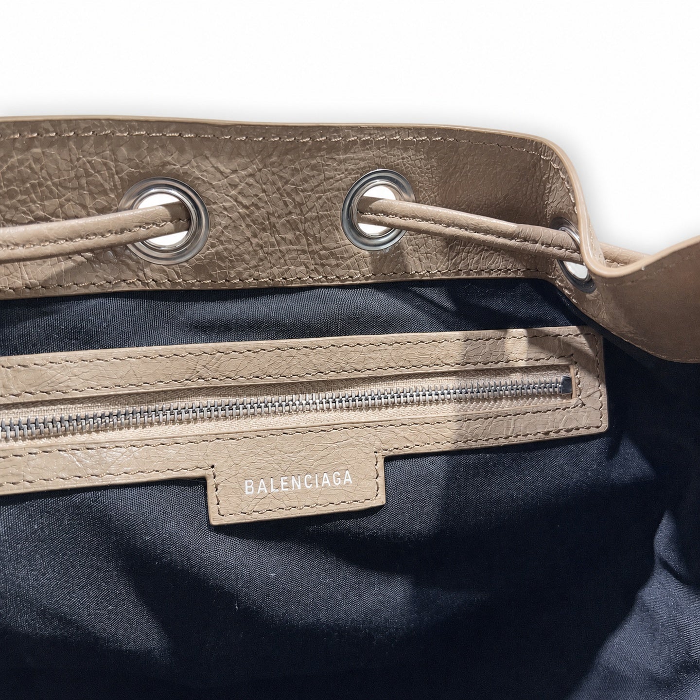 Balenciaga Large Leather Khaki Bag