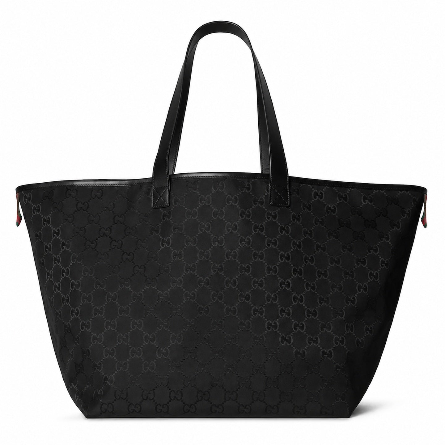 Gucci Large Jacquard Nylon Black White Red Green Tote Bag