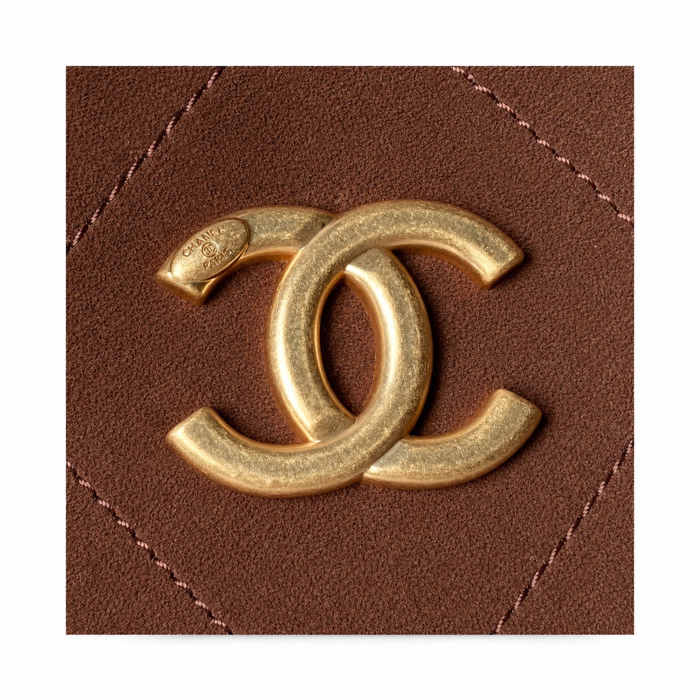 Chanel Large Suede Velvet Leather Gold Bag