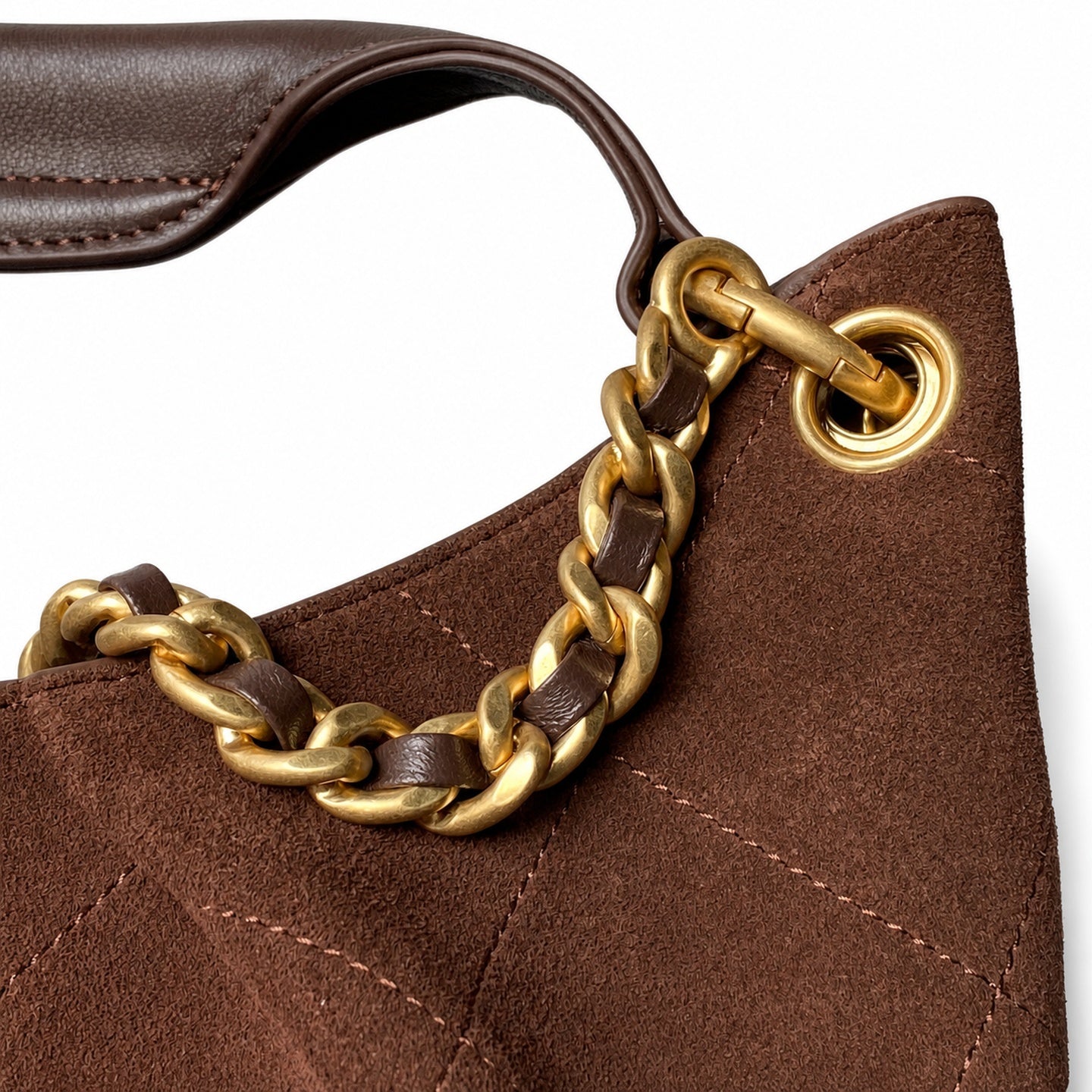 Chanel Large Suede Velvet Leather Gold Bag