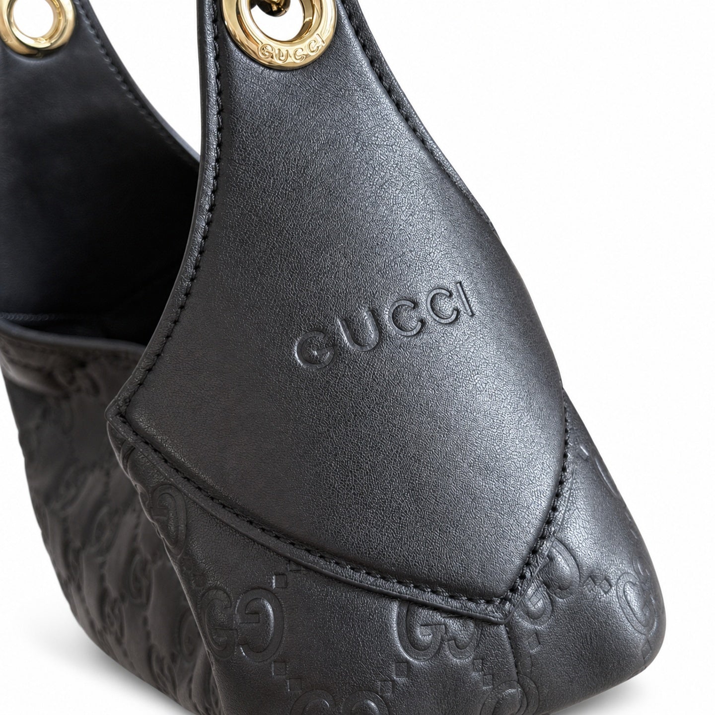 Gucci Suede Leather Black Brown Gold Bag