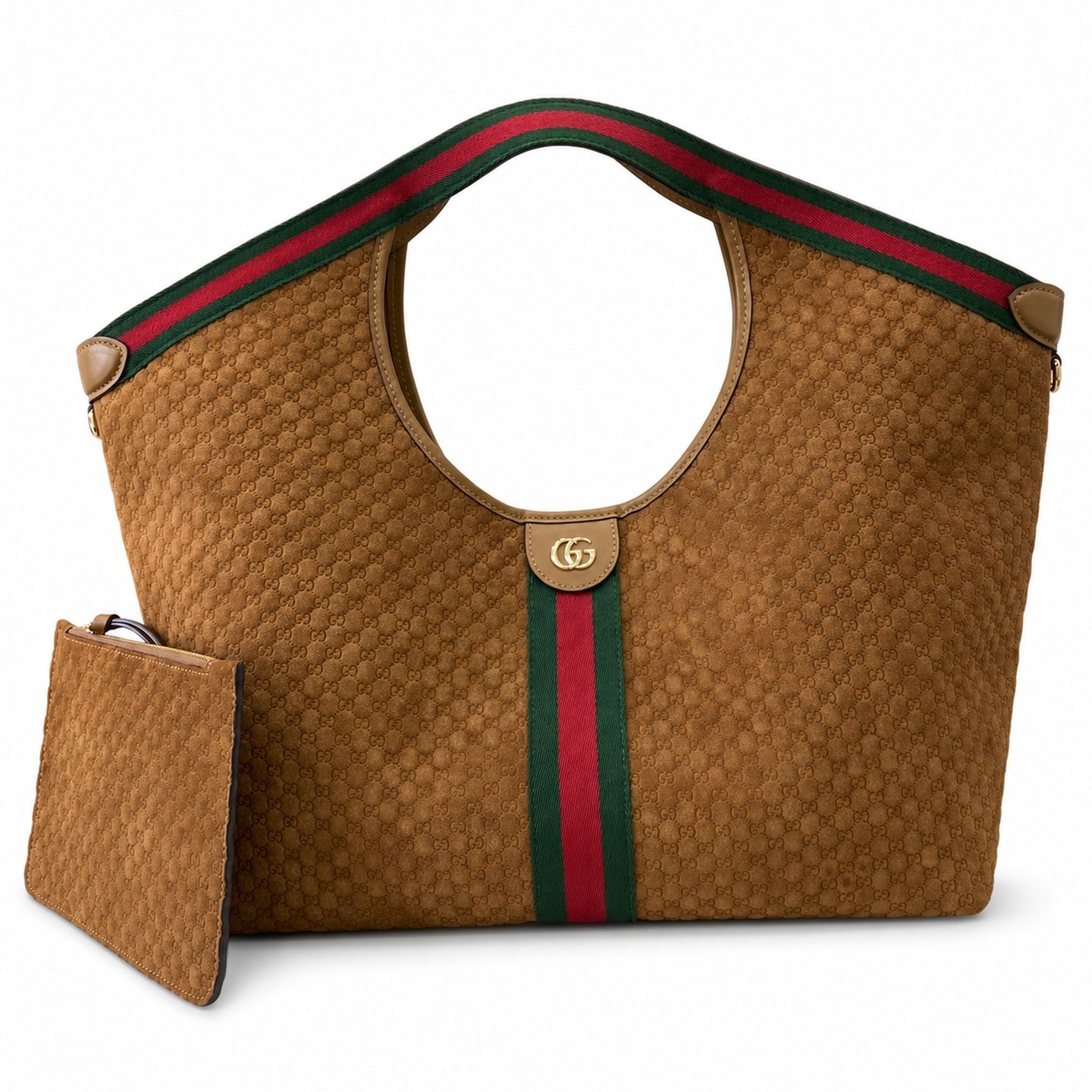 Gucci Giglio Cotton Suede Canvas Velvet Brown Red Green Gold Handbag