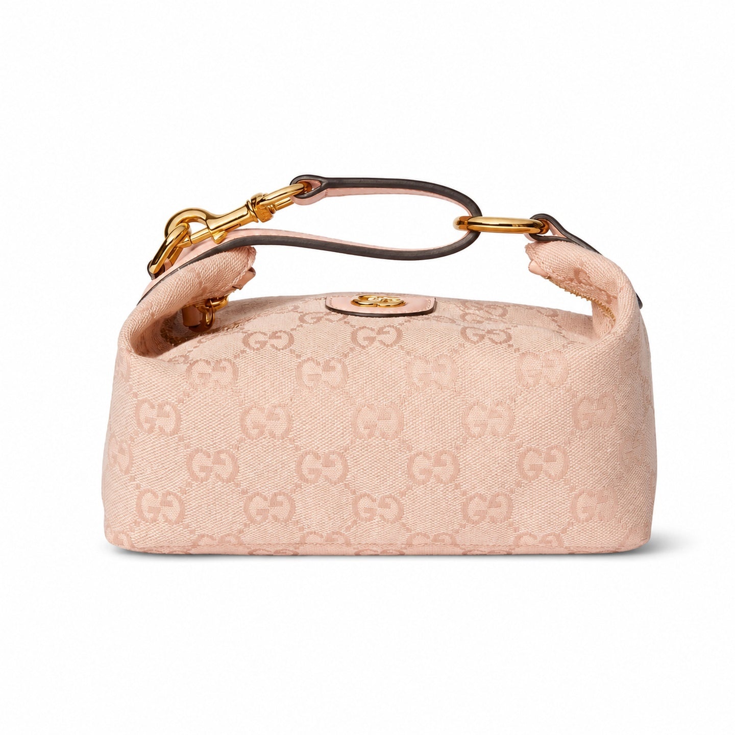 Gucci Cotton Canvas Leather Pink Gold Bag