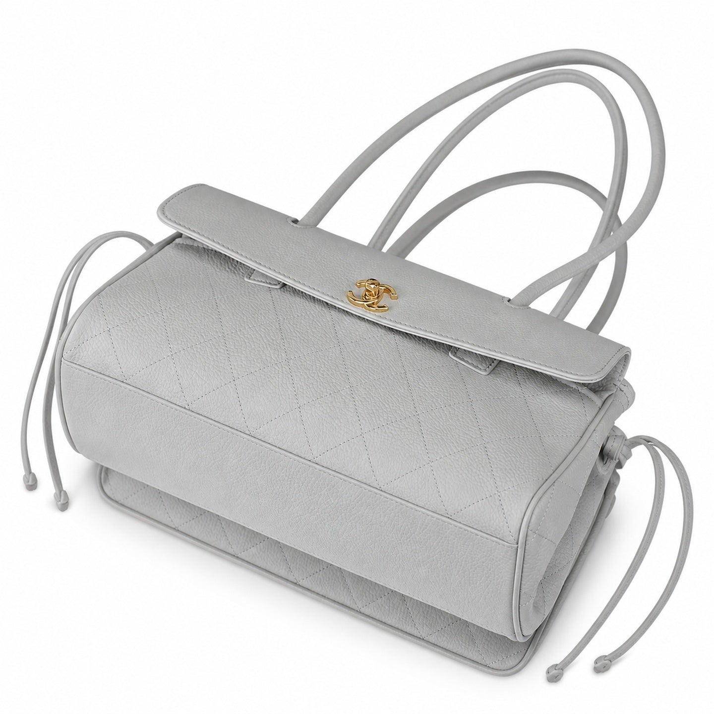 Chanel Leather White Gray Blue Gold Bag