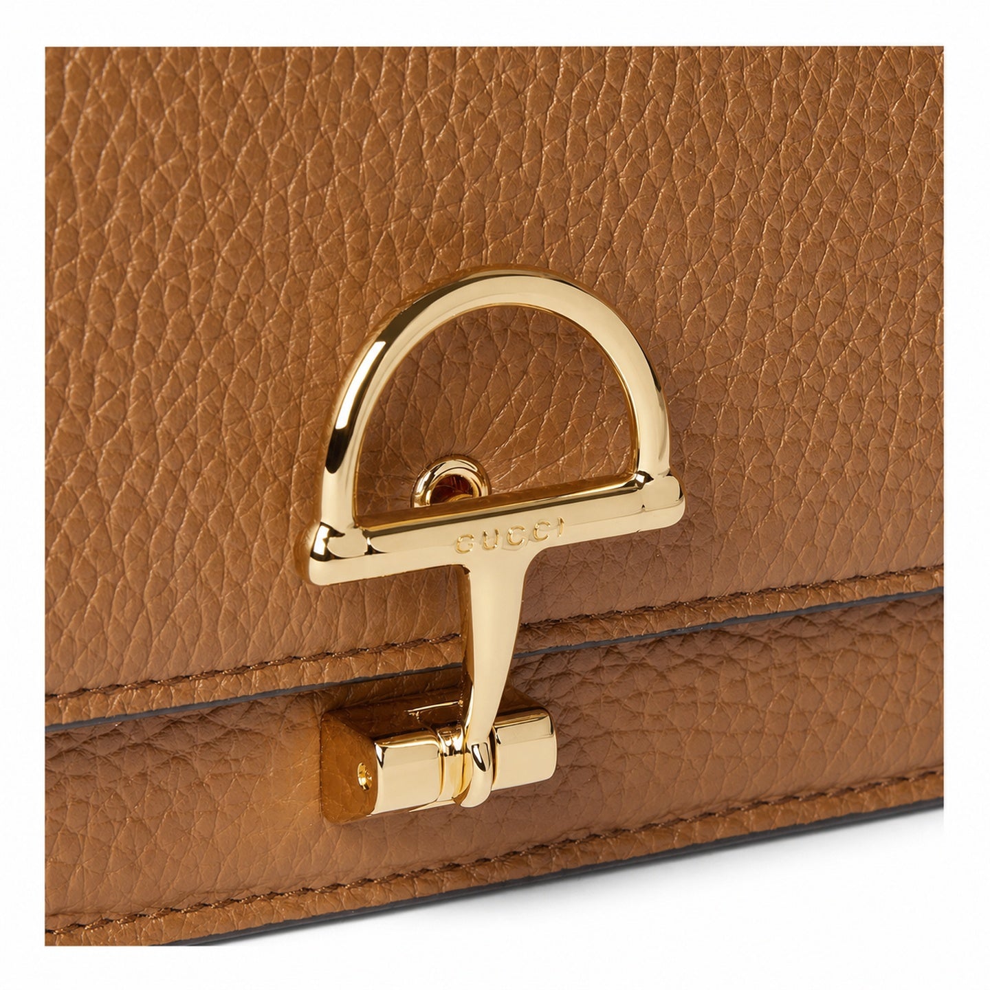 Gucci Horsebit Cotton Leather Brown Gold Wallet