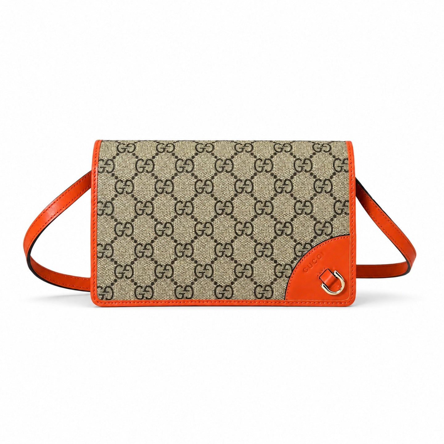 Gucci Small Leather Brown Orange Shoulder Bag
