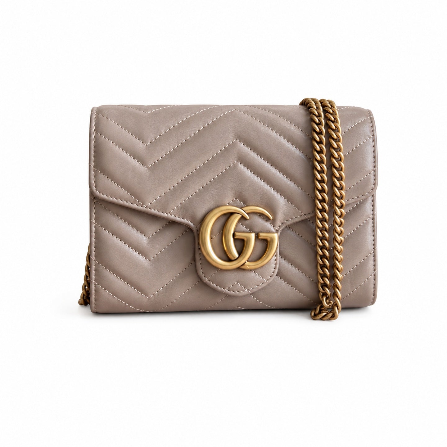 Gucci GG Marmont Mini Quilted Matelasse Leather Beige Handbag