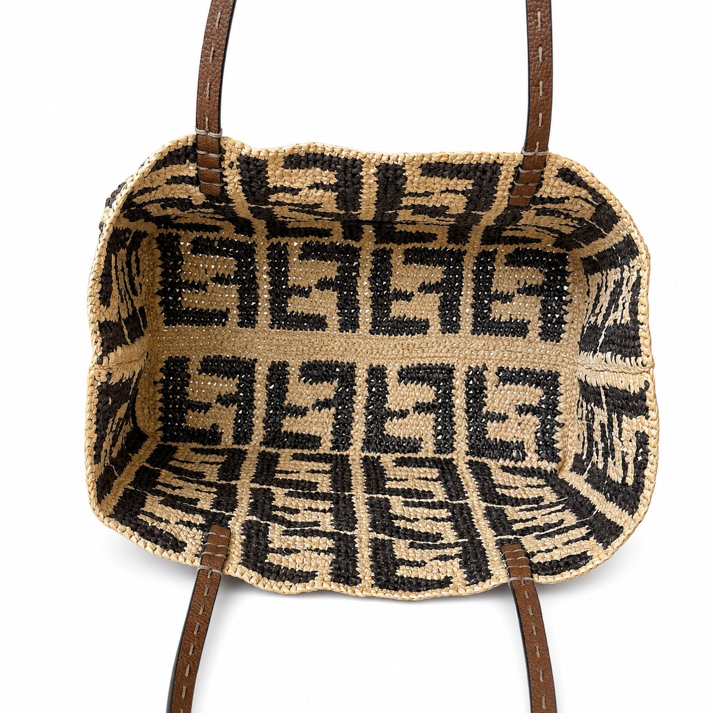Fendi Roll Raffia Shopping Bag