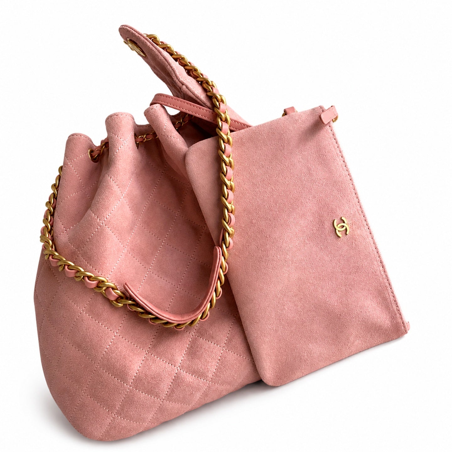 Chanel 25 Large Suede Black Gold Bag