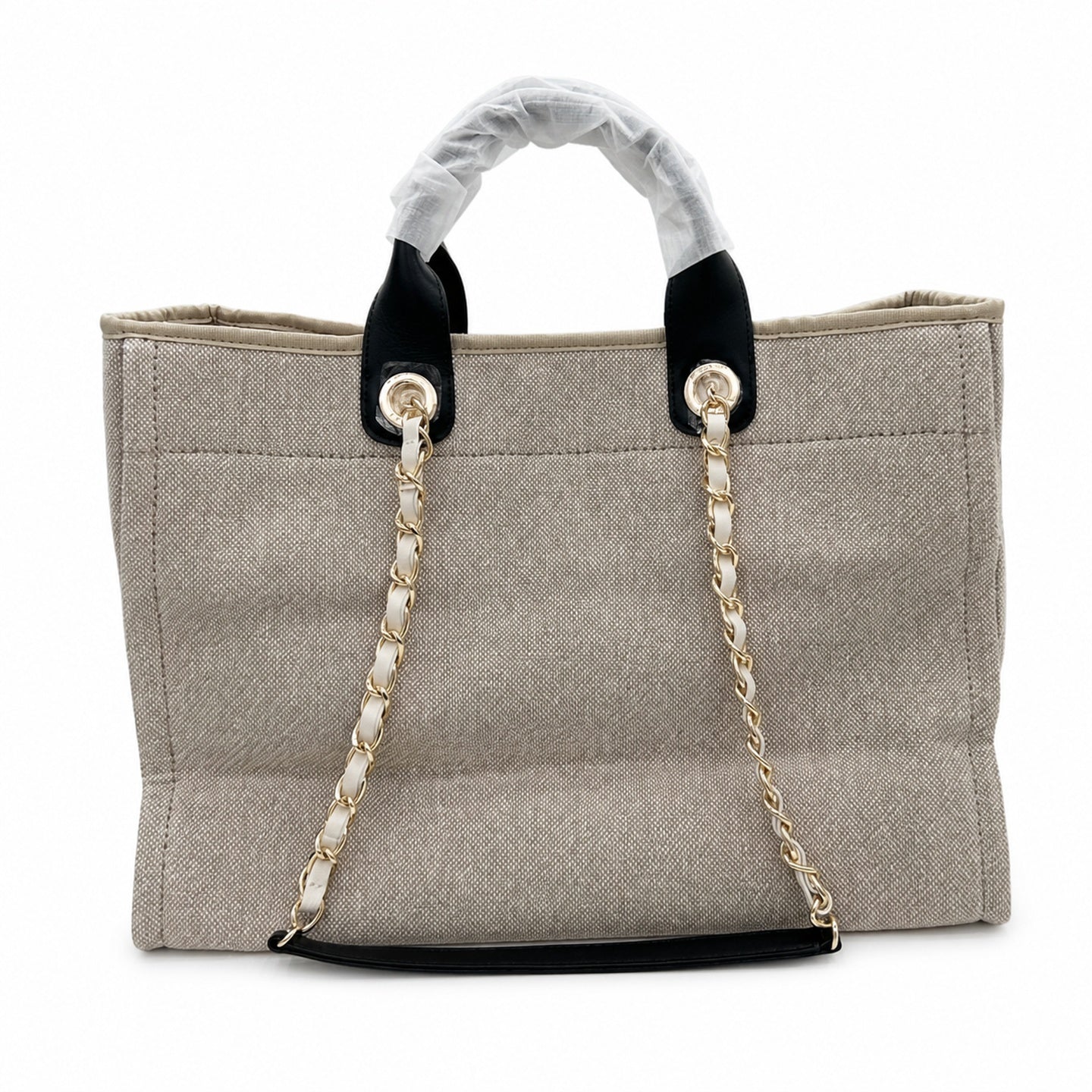 Chanel Large Canvas Black Gray Shopping Bag