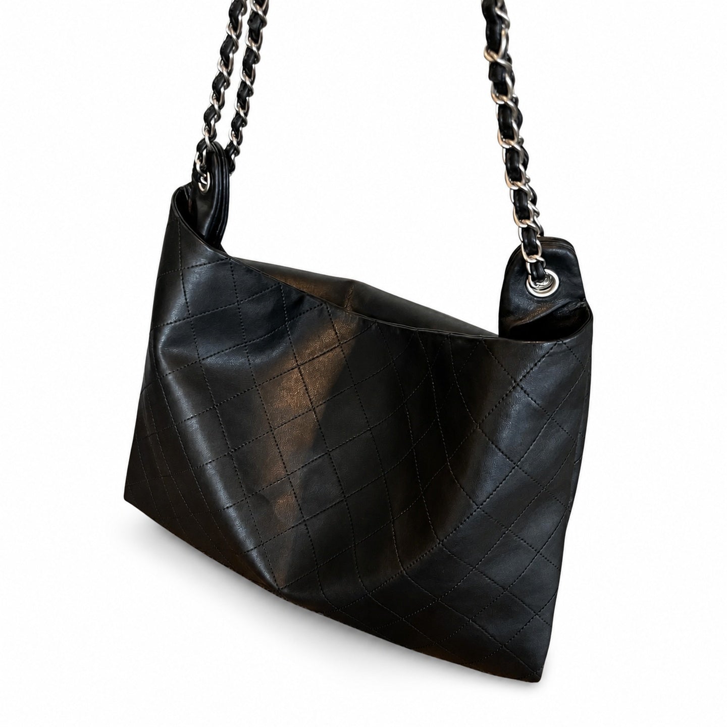 Chanel Black Silver Hobo Bag