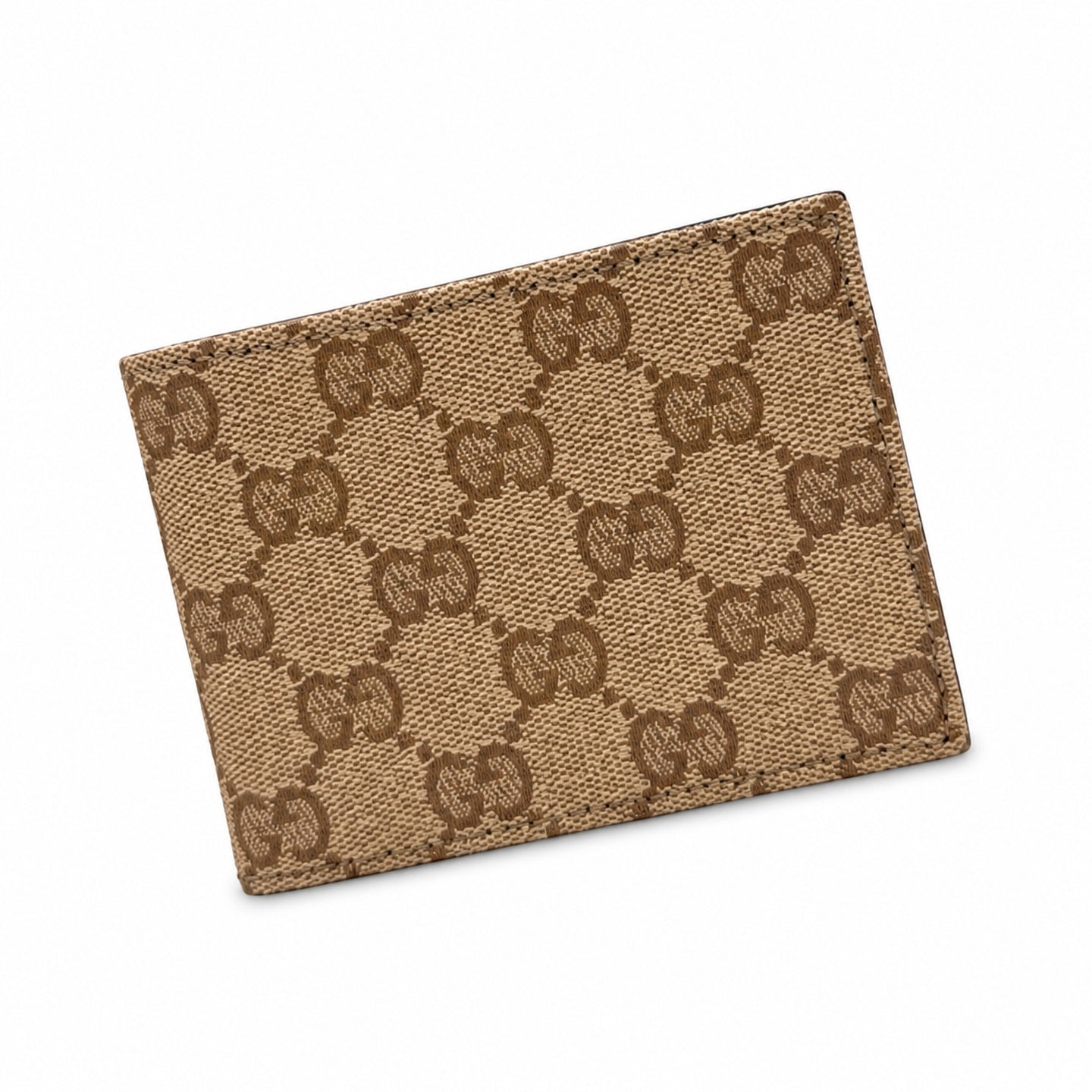 Gucci Canvas Leather Brown Gold Silver Wallet