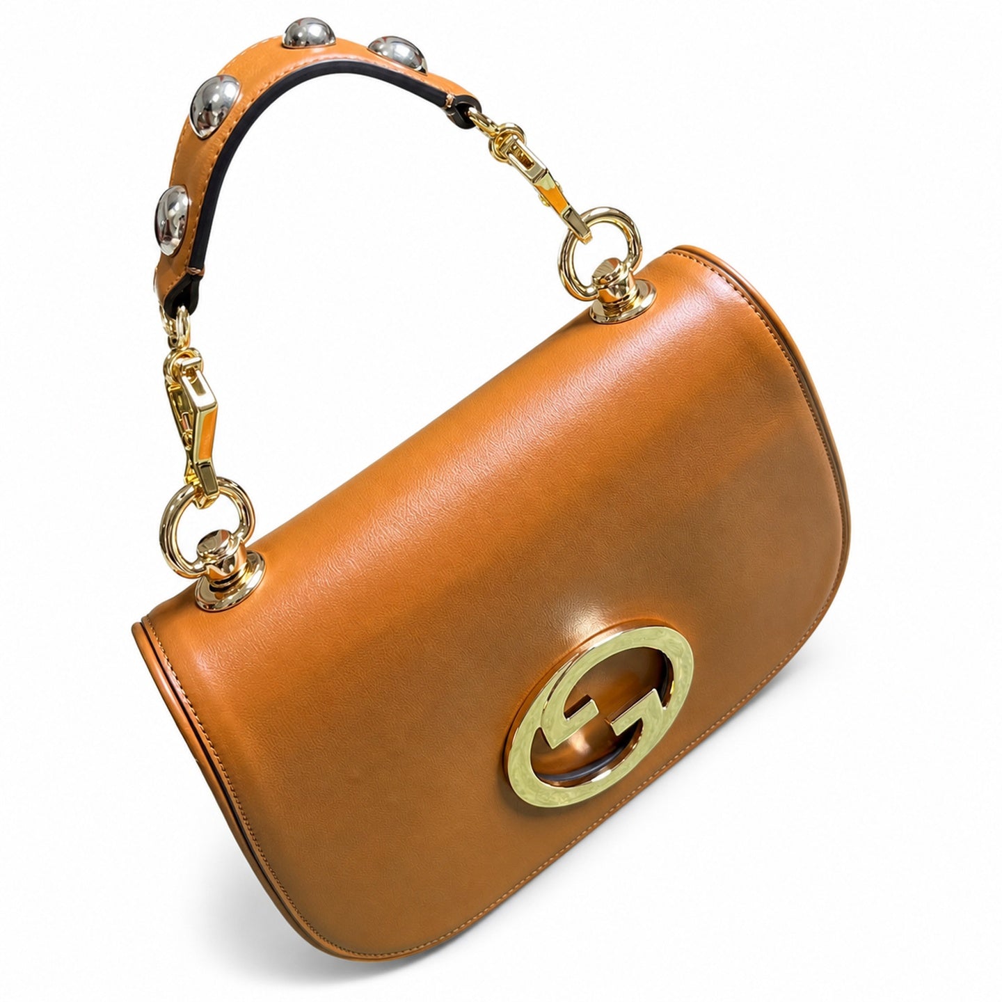 Gucci Blondie Small Leather Brown Red Green Gold Handbag