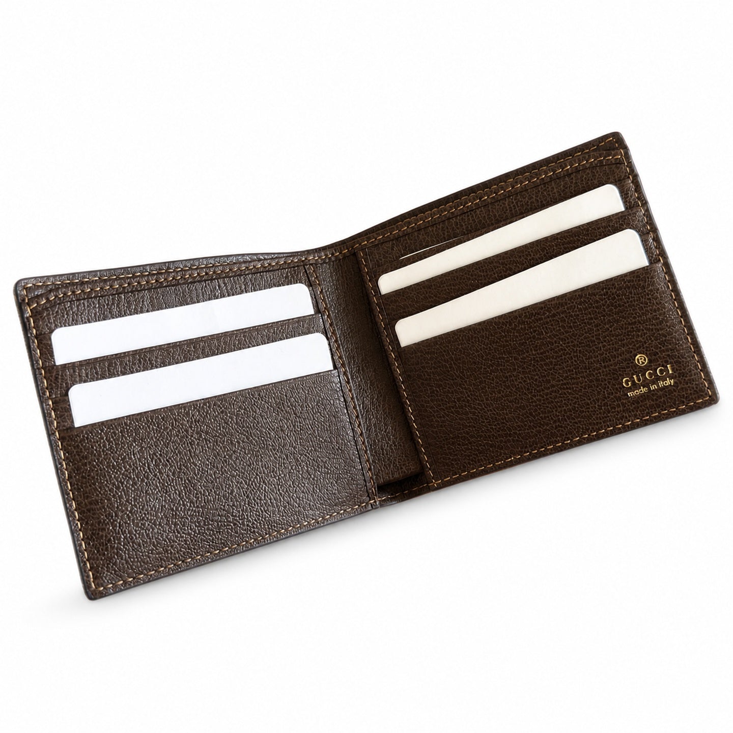 Gucci Canvas Leather Black Brown Silver Wallet