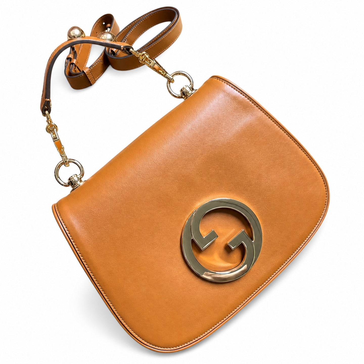 Gucci Blondie Small Leather Brown Red Green Gold Handbag