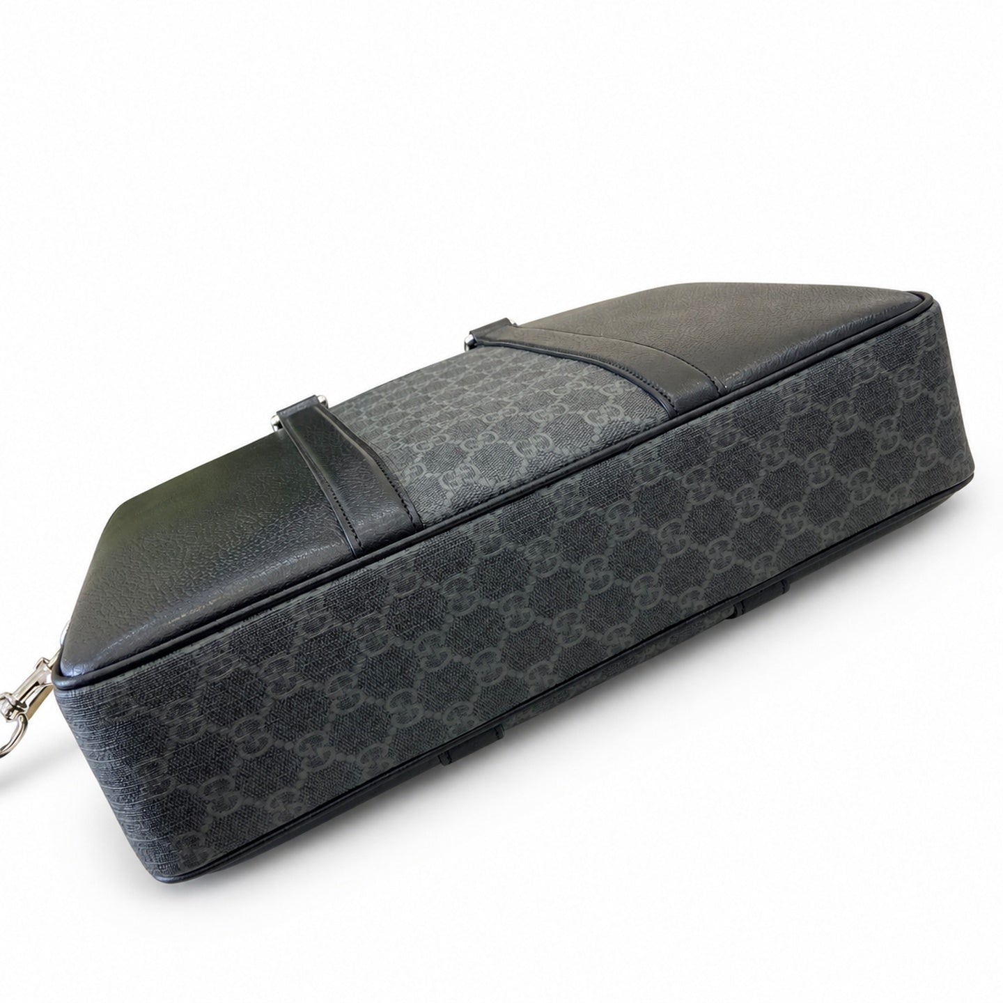Gucci Supreme Mini Cotton Canvas Leather Black Green Briefcase