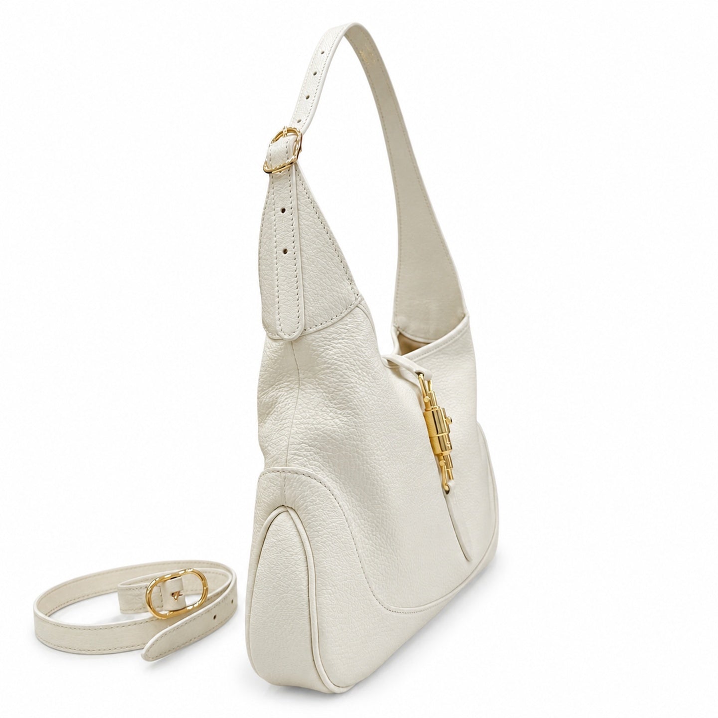 Gucci Leather White Beige Gold Handbag
