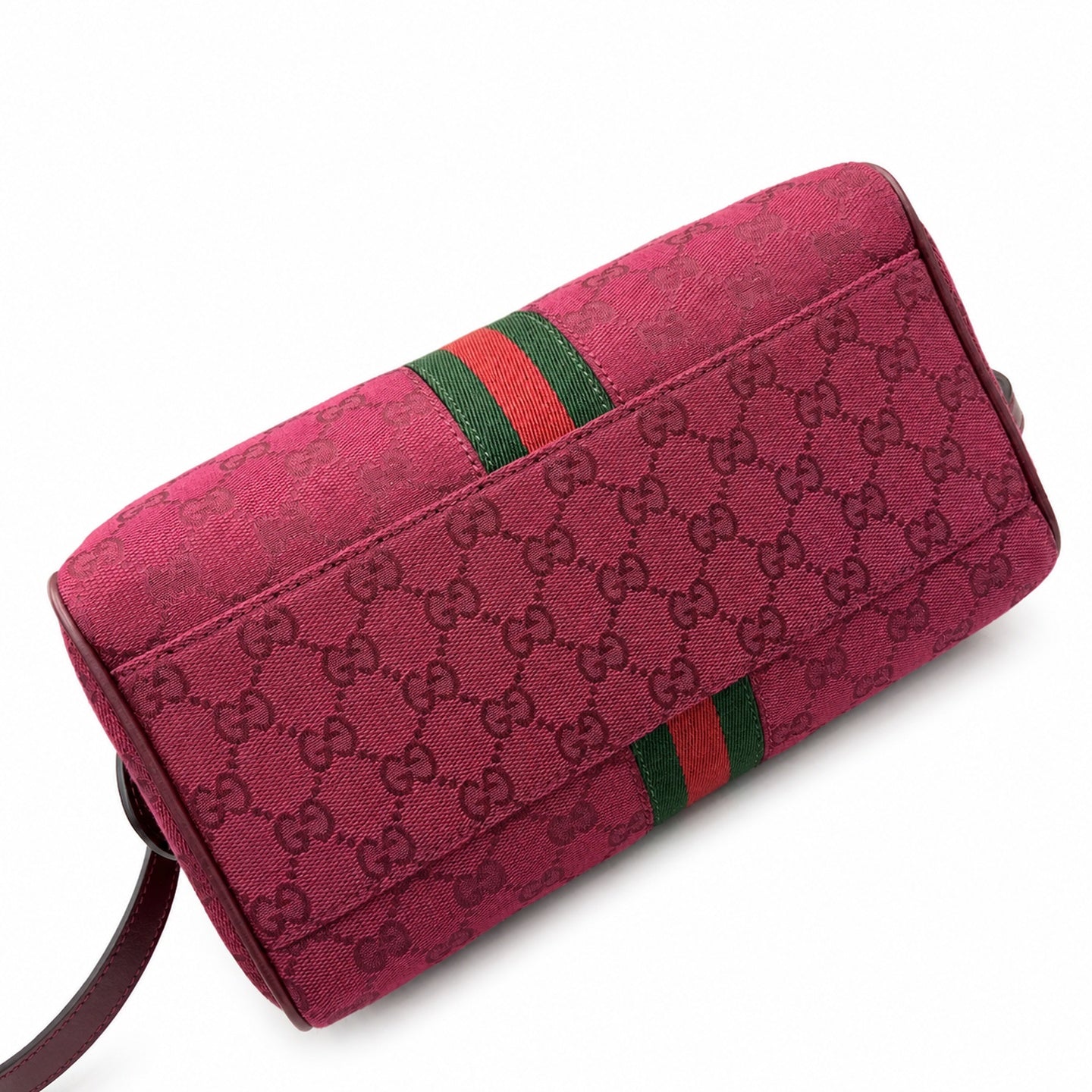 Gucci Ophidia Supreme Small Canvas Leather Red Green Gold Boston Bag