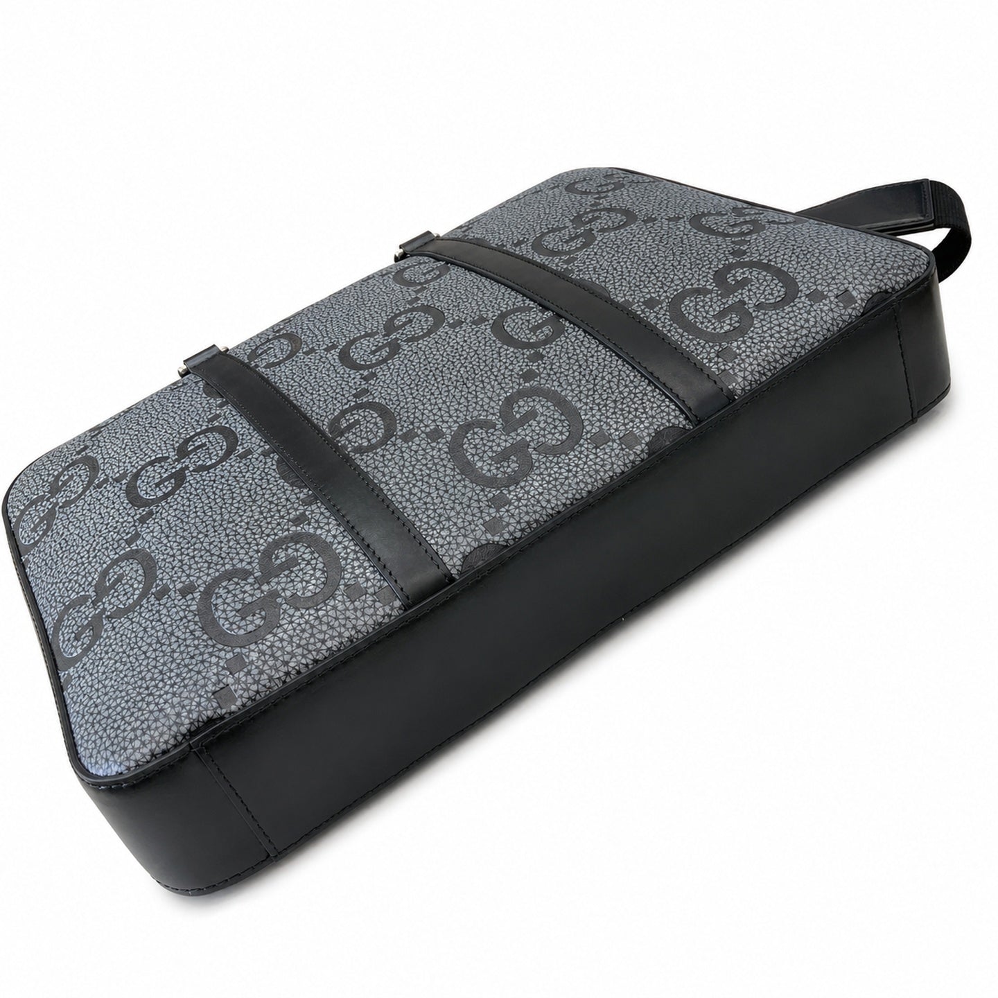 Gucci Cotton Leather Black Gray Briefcase