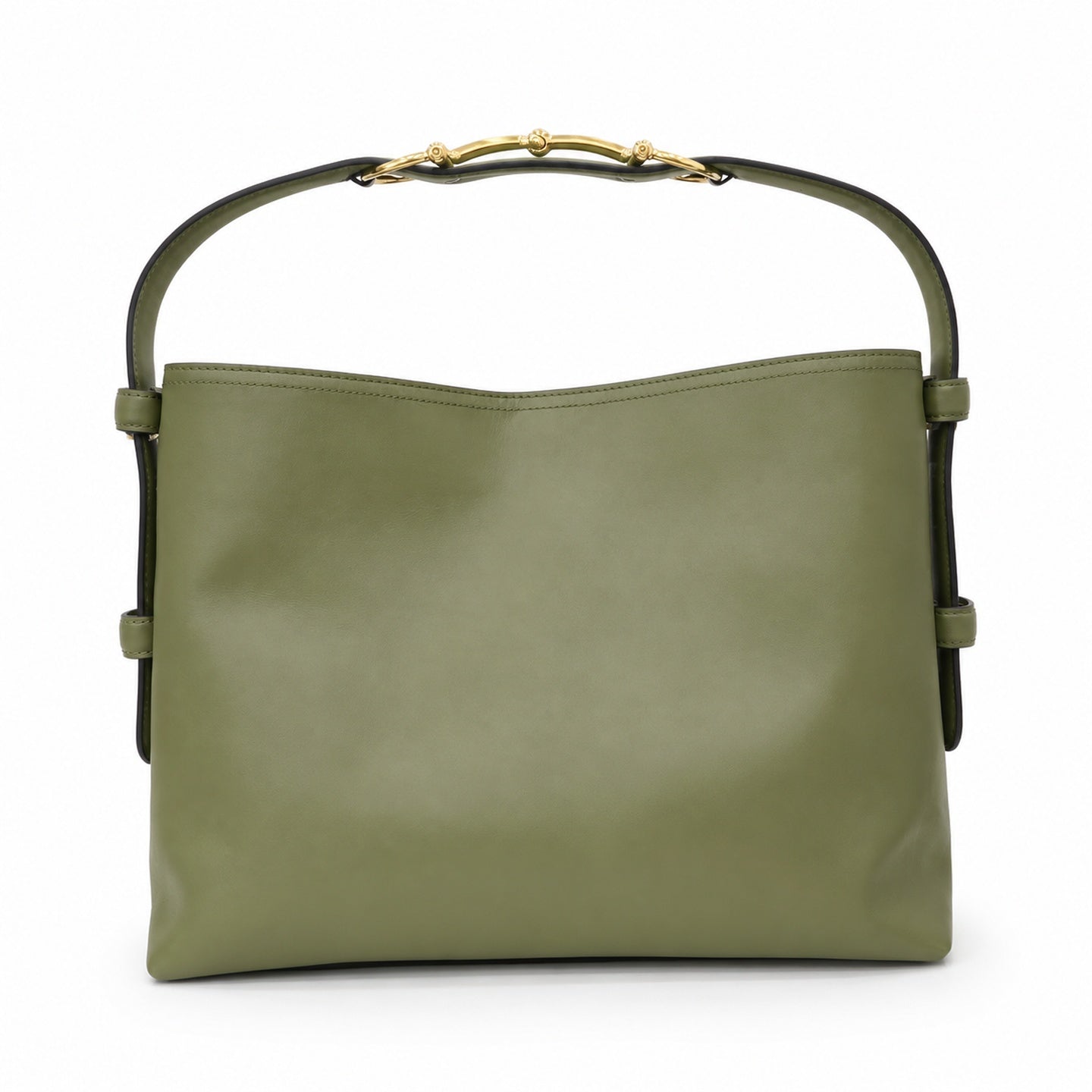 Gucci Horsebit Cotton Leather Green Gold Handbag