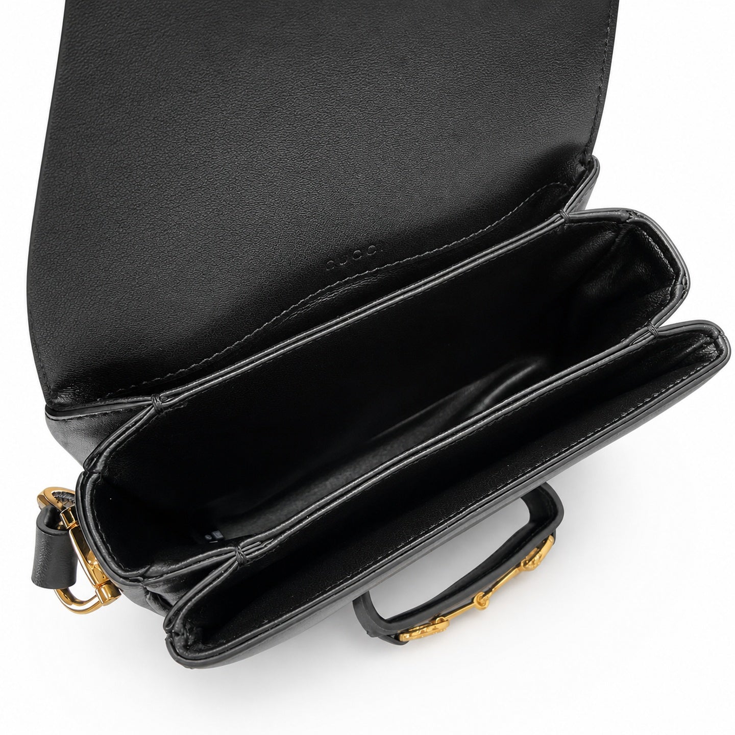 Gucci Horsebit 1955 Leather Black Gold Shoulder Bag