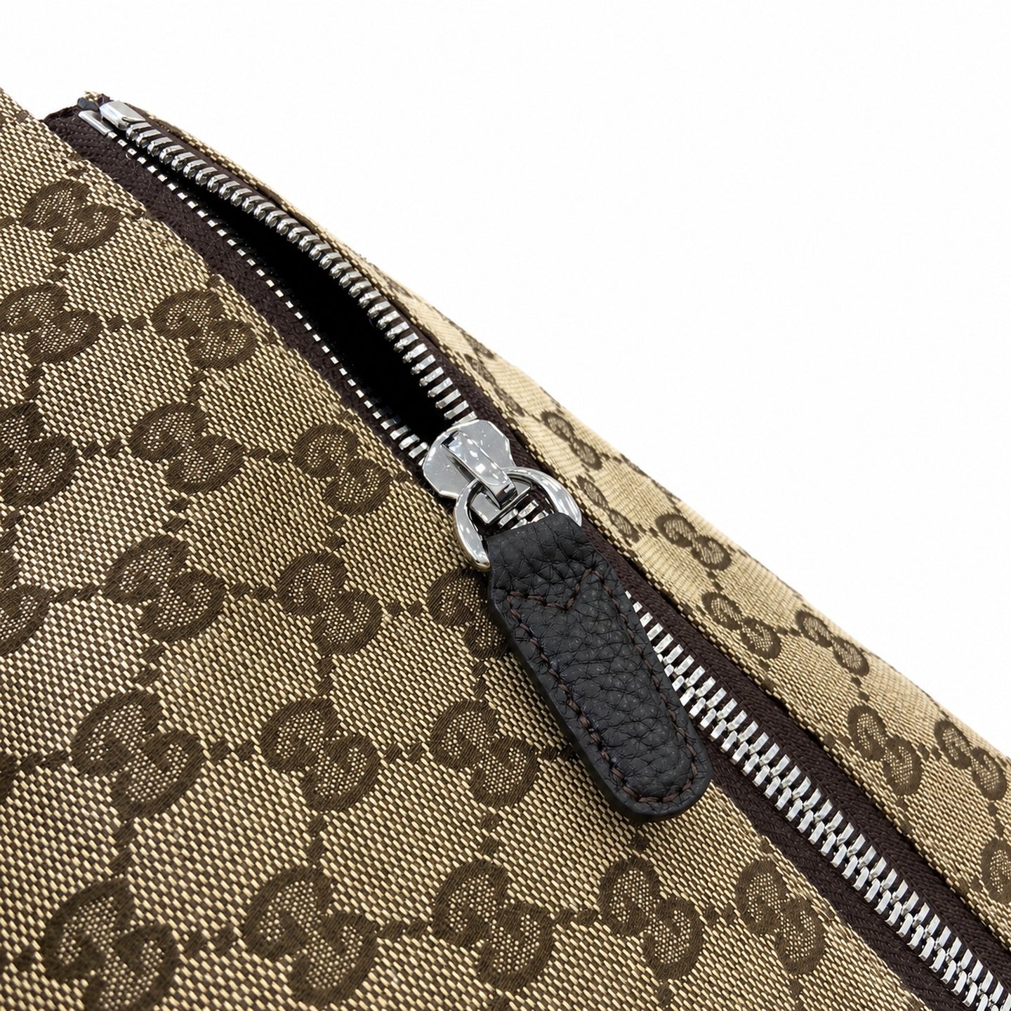 Gucci Small Cotton Canvas Leather Beige Brown Shoulder Bag