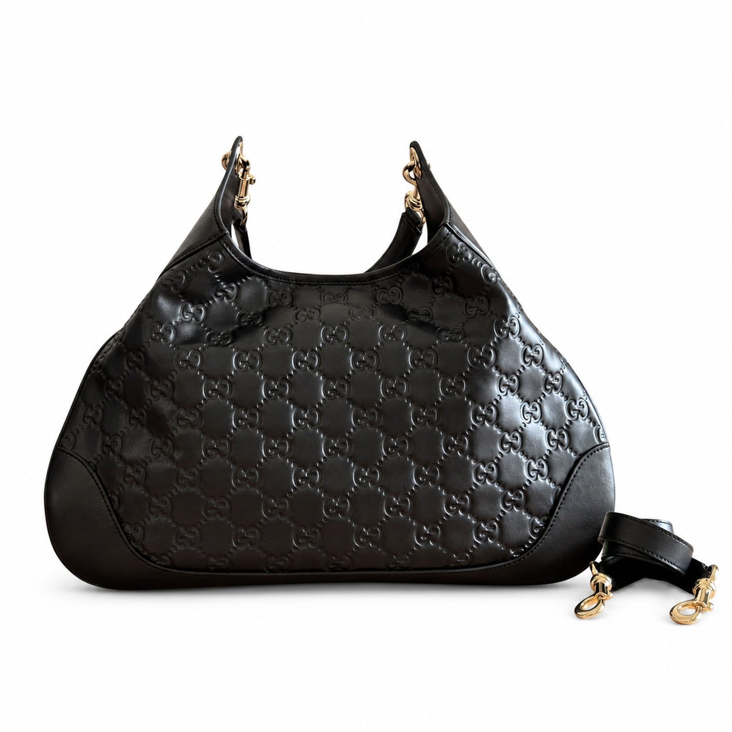 Gucci Suede Leather Black Brown Gold Bag