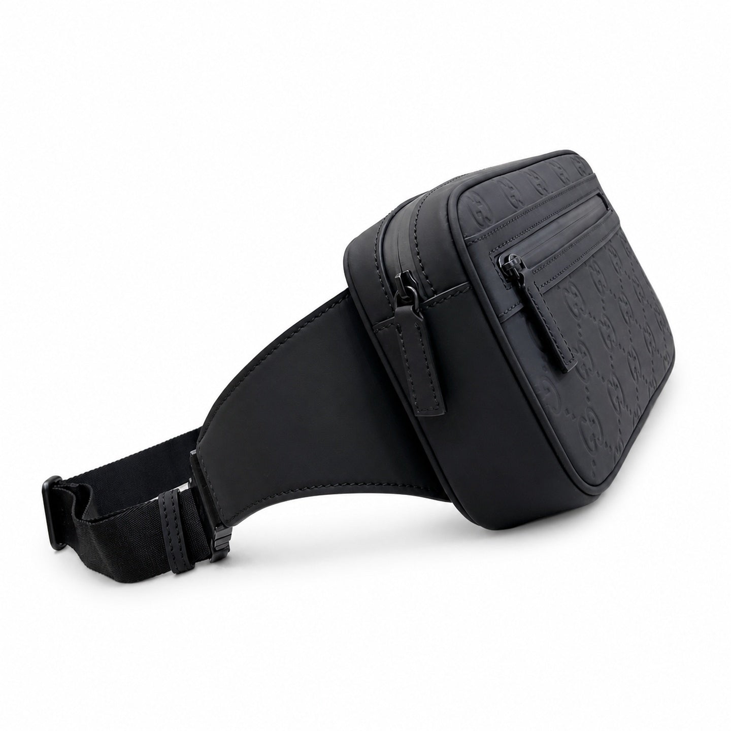 Gucci Cotton Leather Black Green Waist Bag