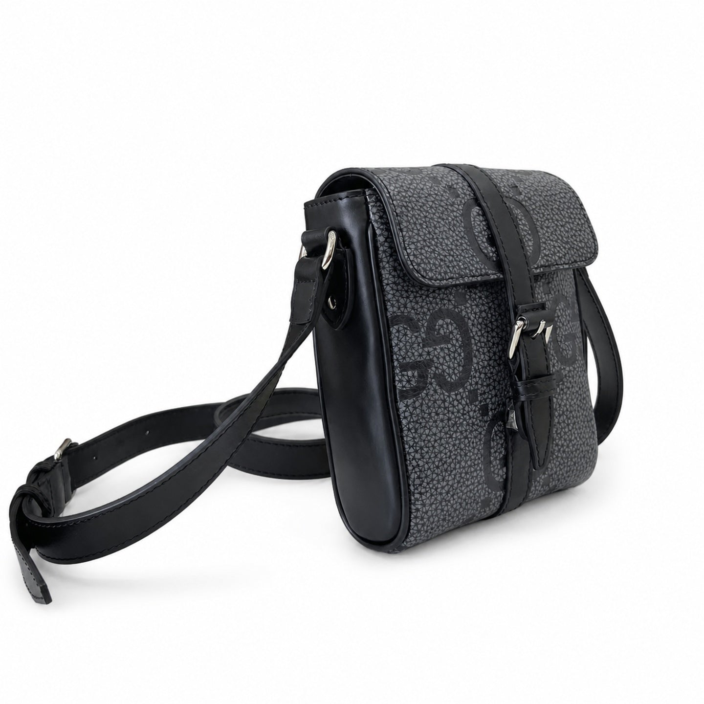 Gucci Small Cotton Leather Black Gray Messenger Bag